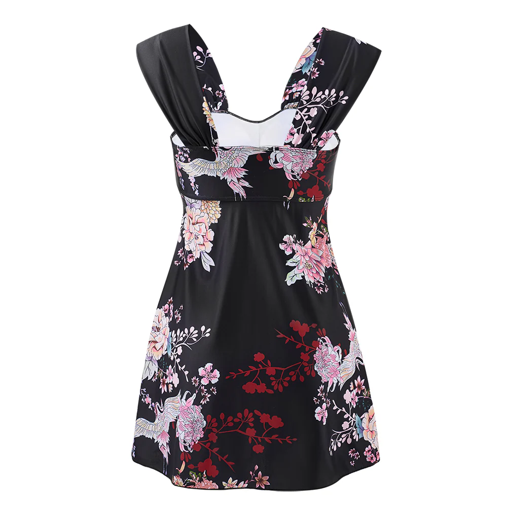 One-piece Floral Swimdress With Shorts - Image 5