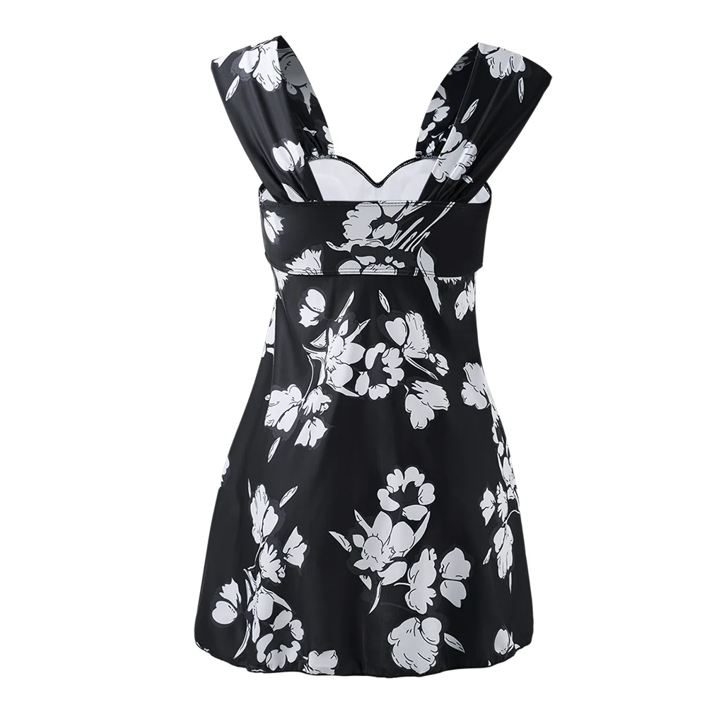 One-piece Floral Swimdress With Shorts - Image 4