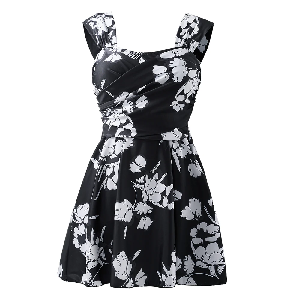 One-piece Floral Swimdress With Shorts - Image 5