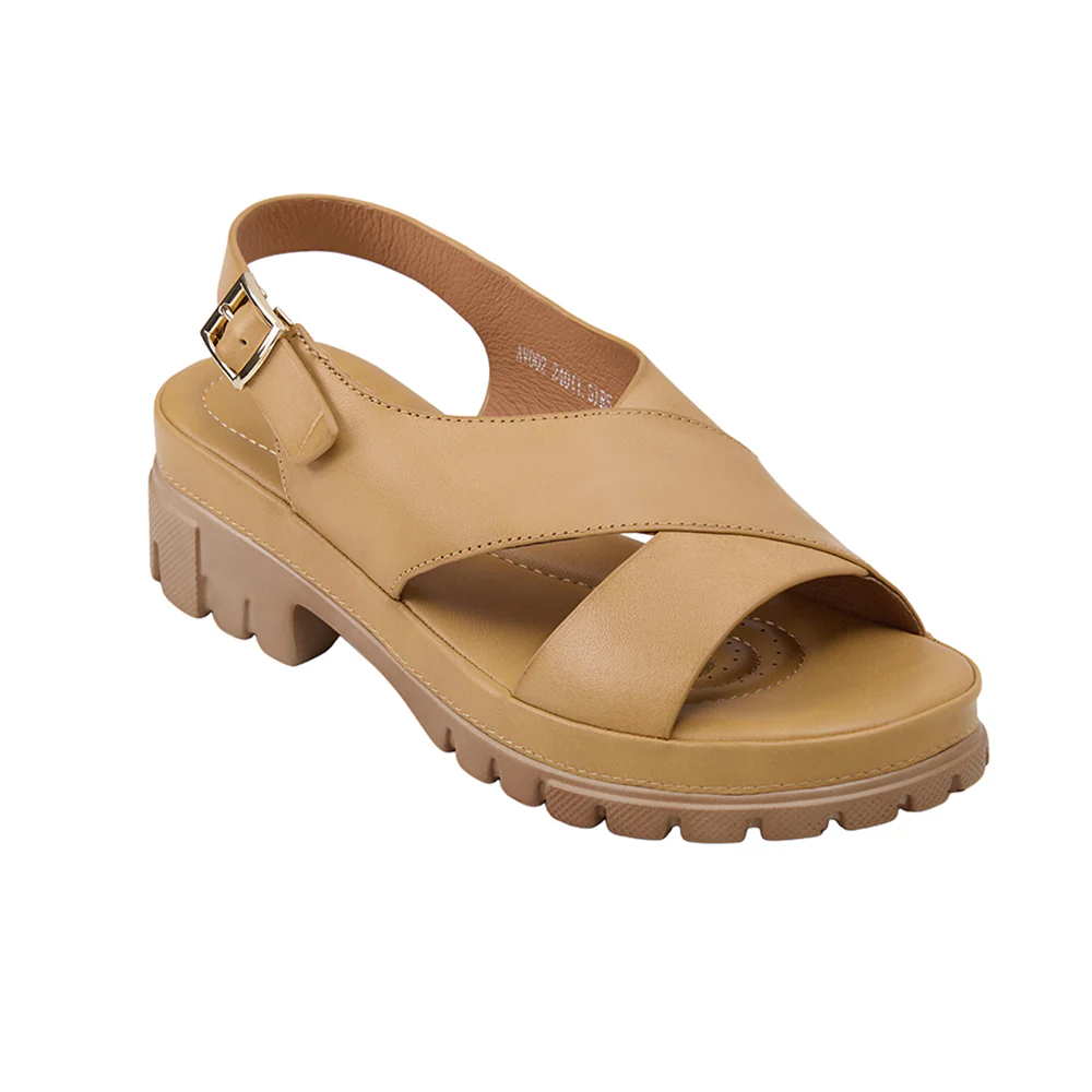 Open Toe Heeled Sandals - Tan - Image 4