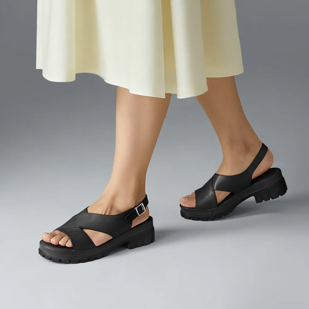 Open Toe Heeled Sandals - Black