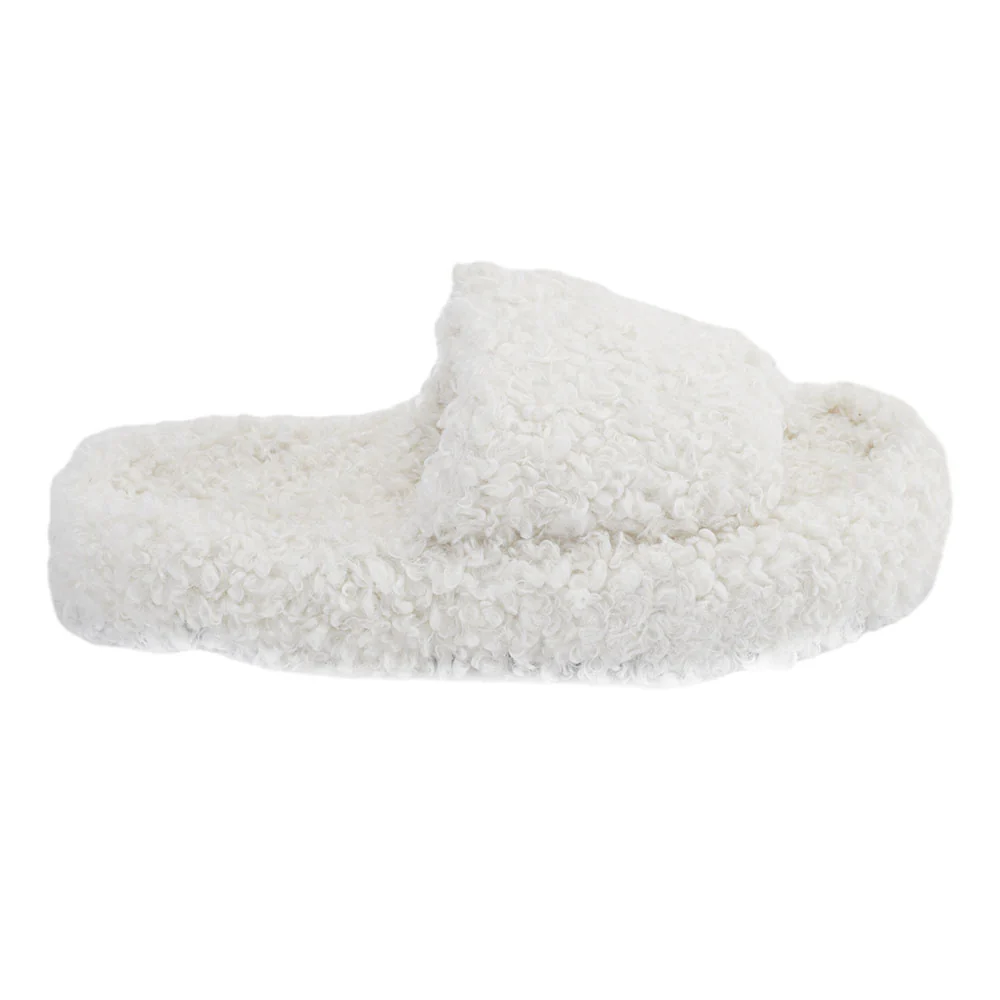 Open Toe Plush Cotton Slippers