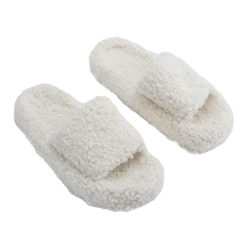 Open Toe Plush Cotton Slippers - Image 2