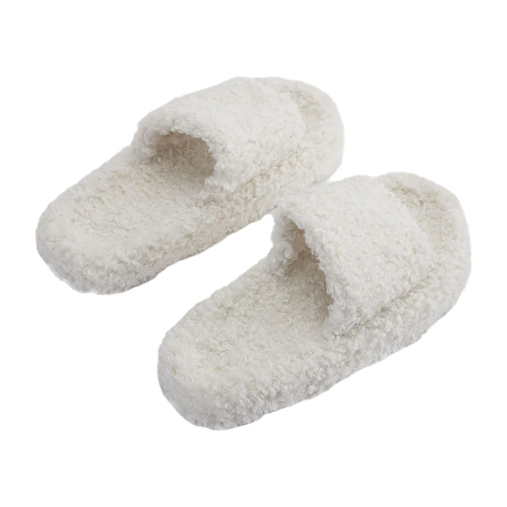 Open Toe Plush Cotton Slippers - Image 4