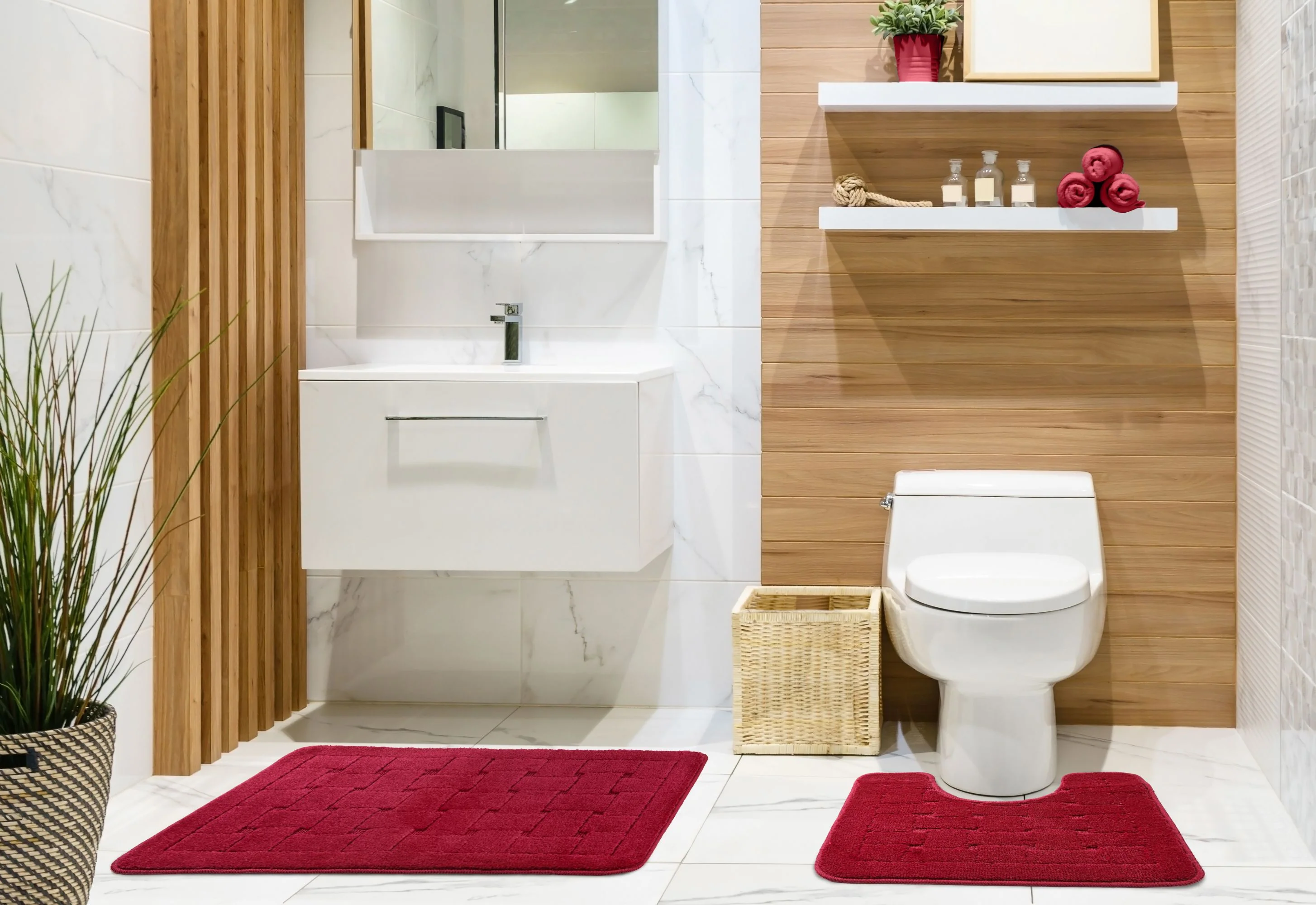 Orkney - Crosshatch 2 Pc Bath Set in Bordeaux - Image 2