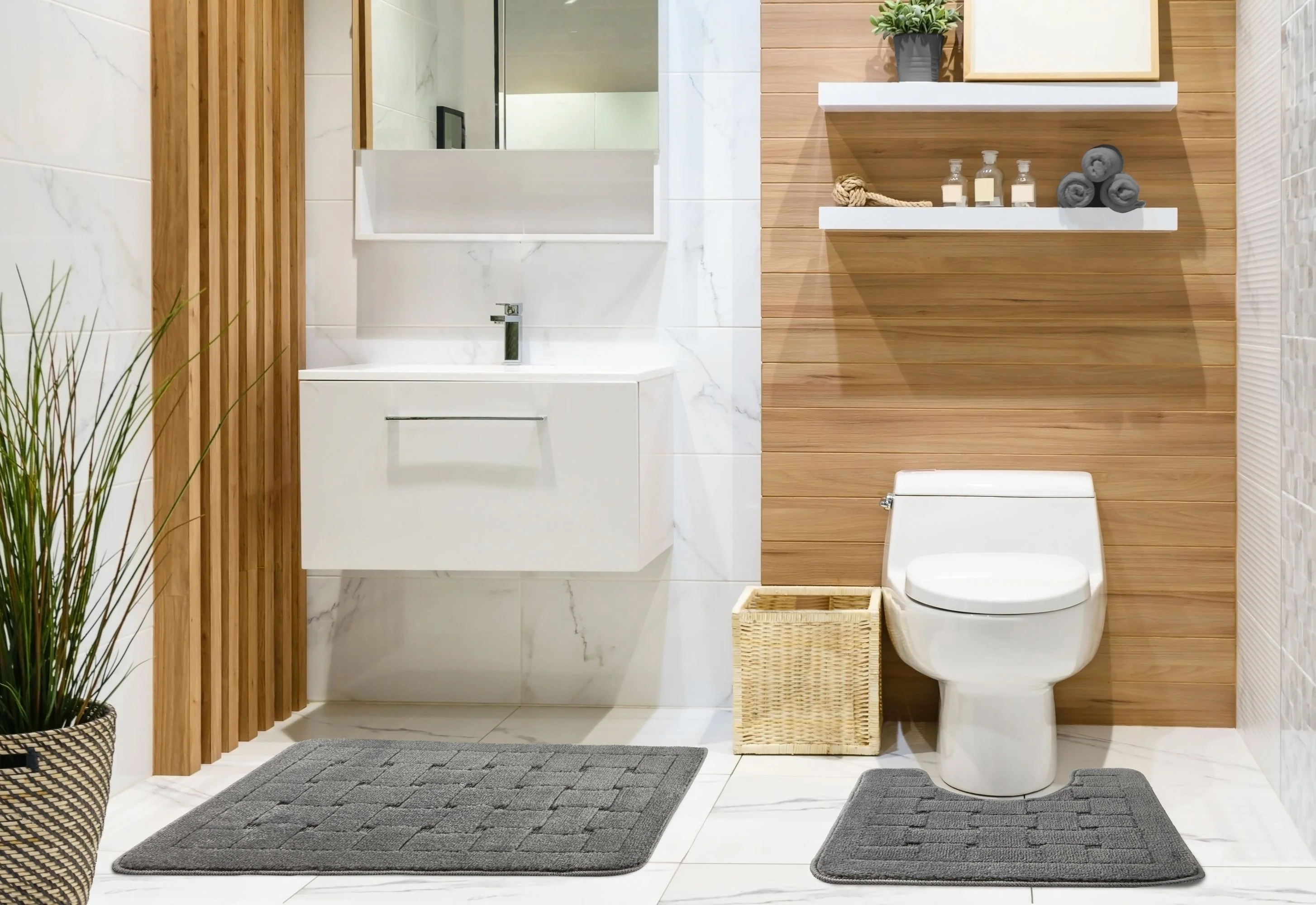 Orkney - Crosshatch 2 Pc Bath Set in Silver - Image 2