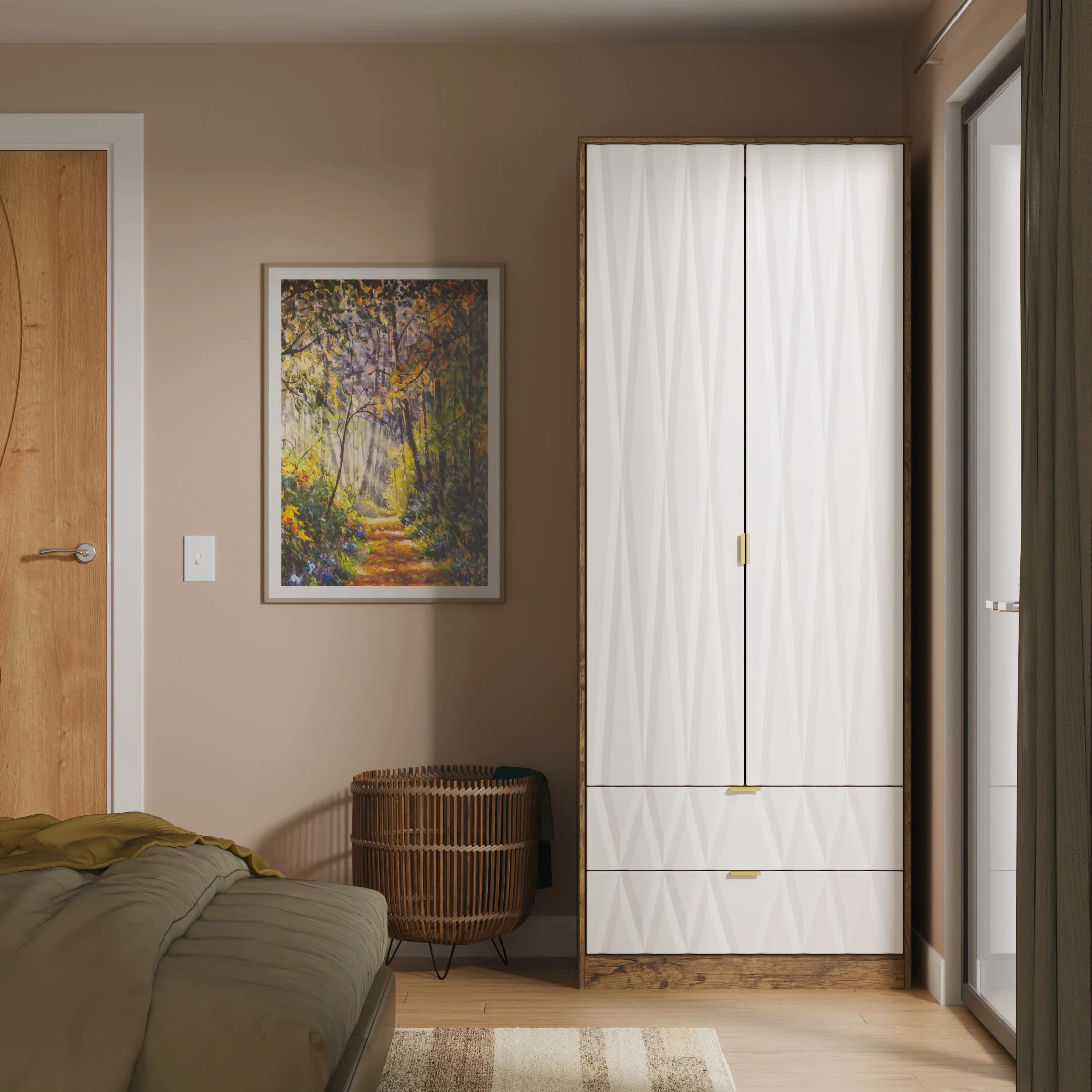 Ottawa Ready Assembled 2 Door 2 Drawer Wardrobe in White Matt & Vintage Oak