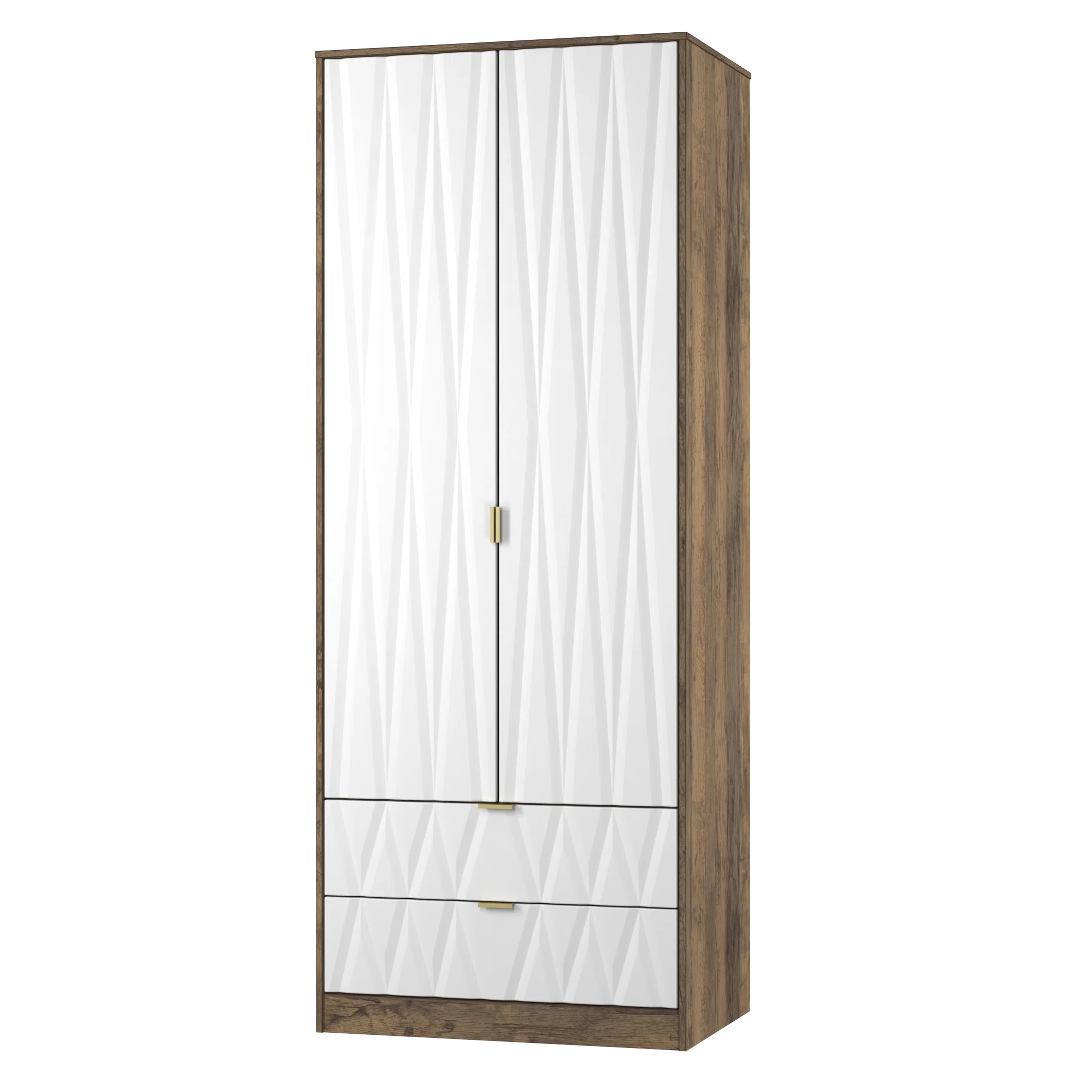 Ottawa Ready Assembled 2 Door 2 Drawer Wardrobe in White Matt & Vintage Oak - Image 4