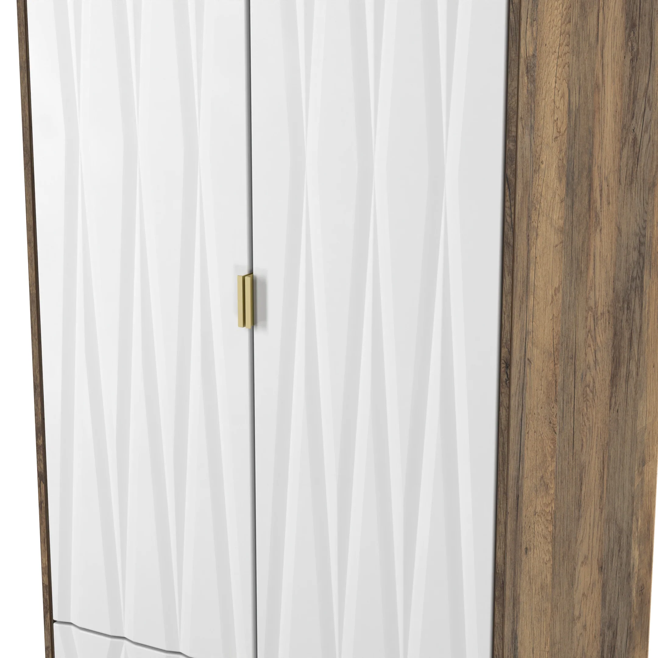 Ottawa Ready Assembled 2 Door 2 Drawer Wardrobe in White Matt & Vintage Oak - Image 5