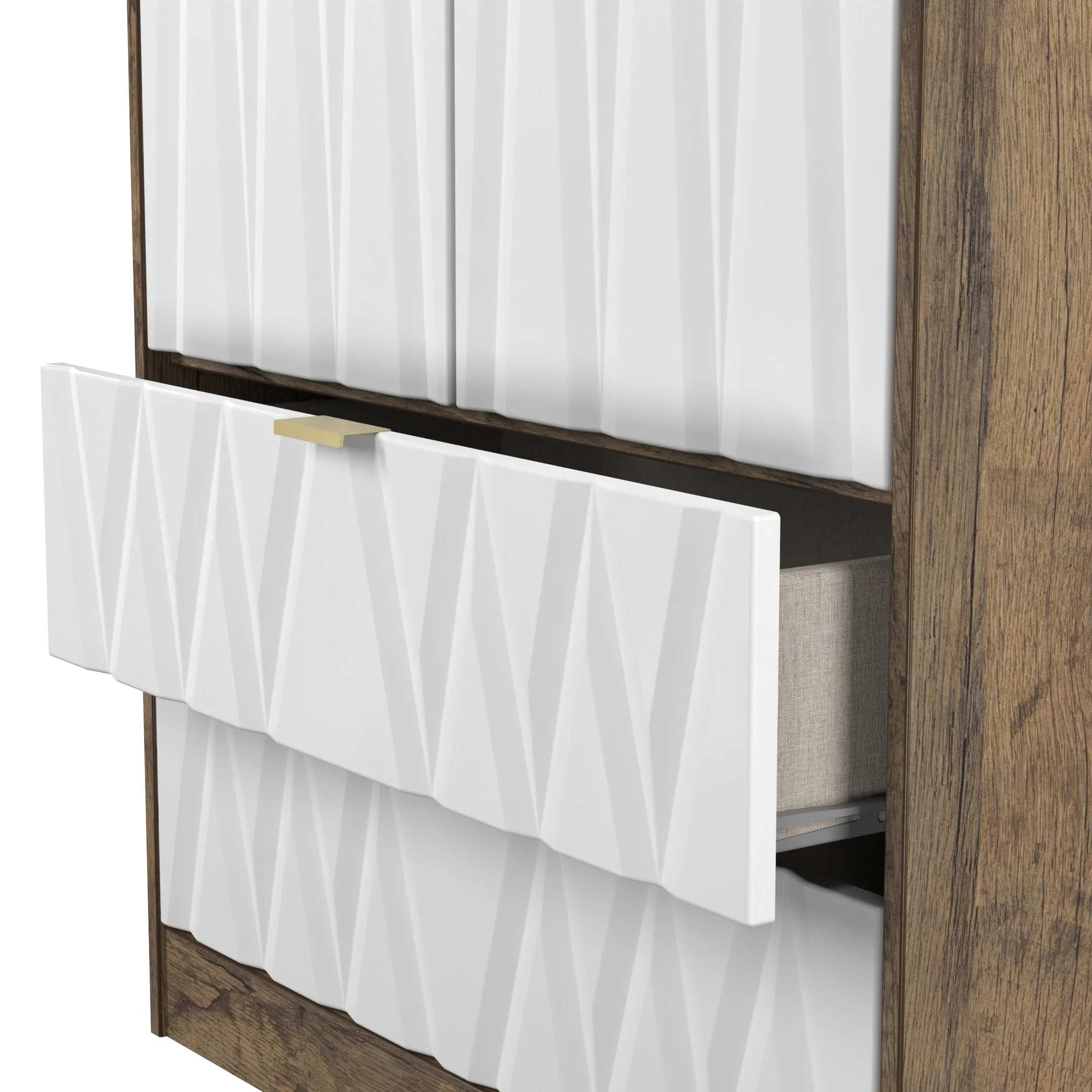 Ottawa Ready Assembled 2 Door 2 Drawer Wardrobe in White Matt & Vintage Oak - Image 7