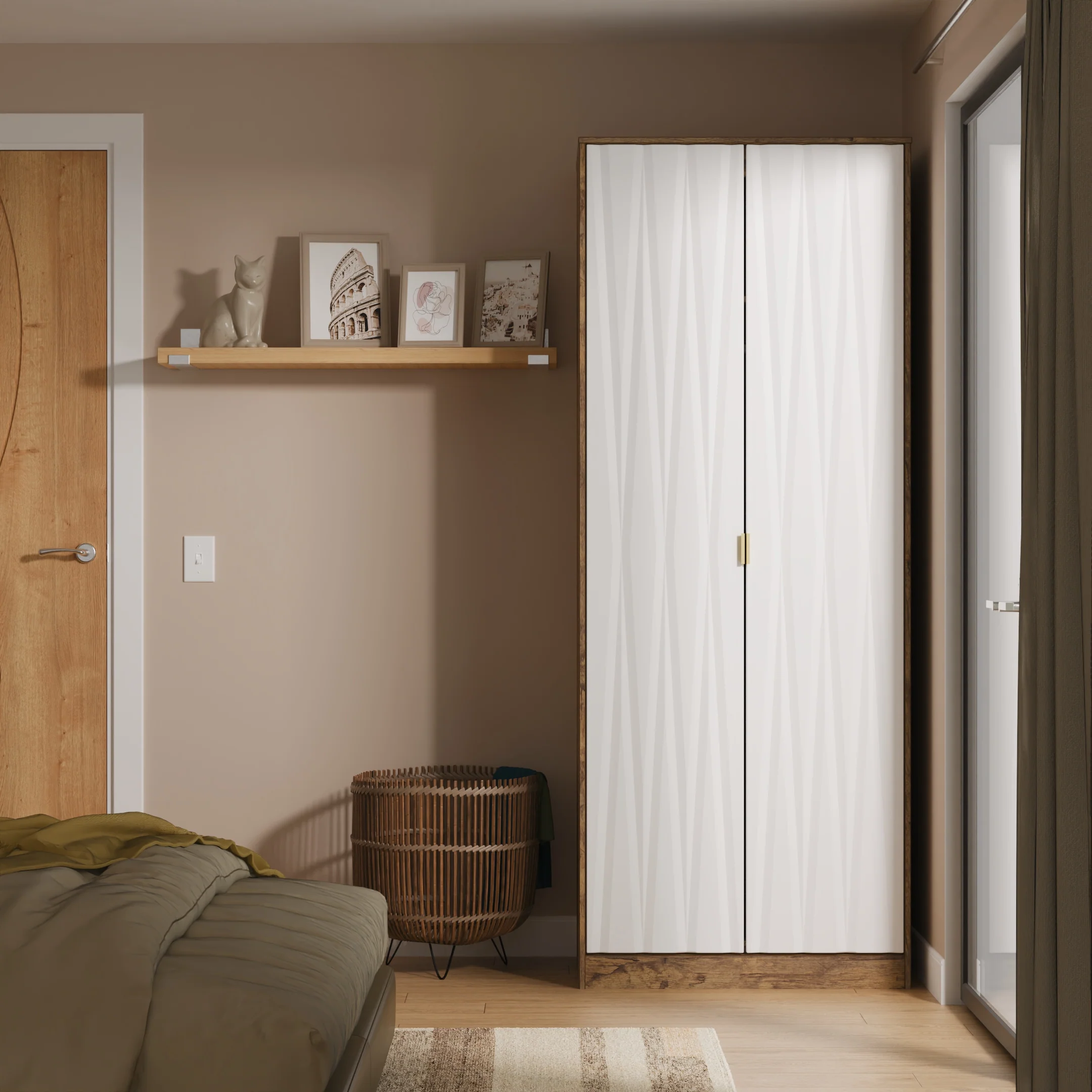 Ottawa Ready Assembled 2 Door Wardrobe in White Matt & Vintage Oak
