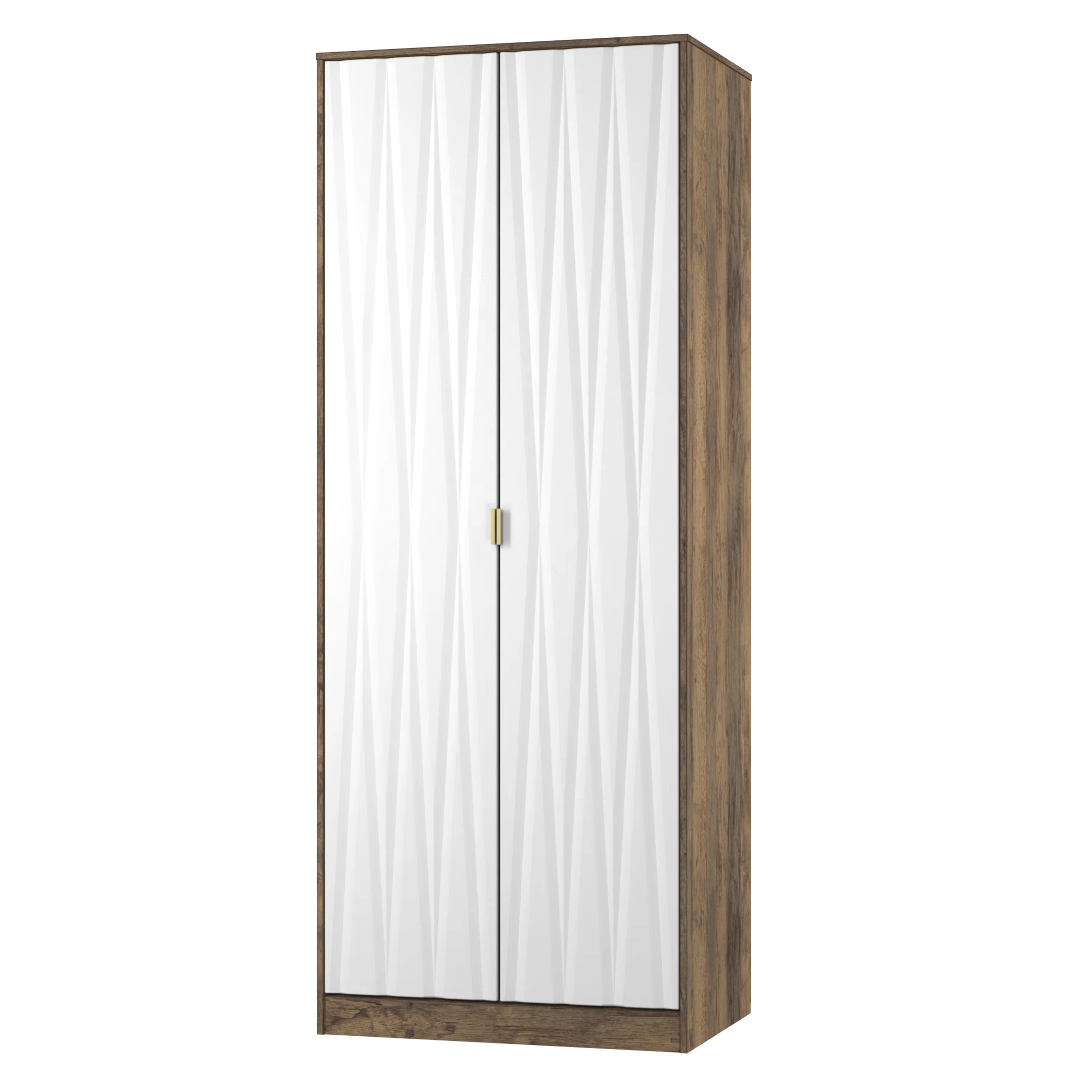 Ottawa Ready Assembled 2 Door Wardrobe in White Matt & Vintage Oak - Image 4