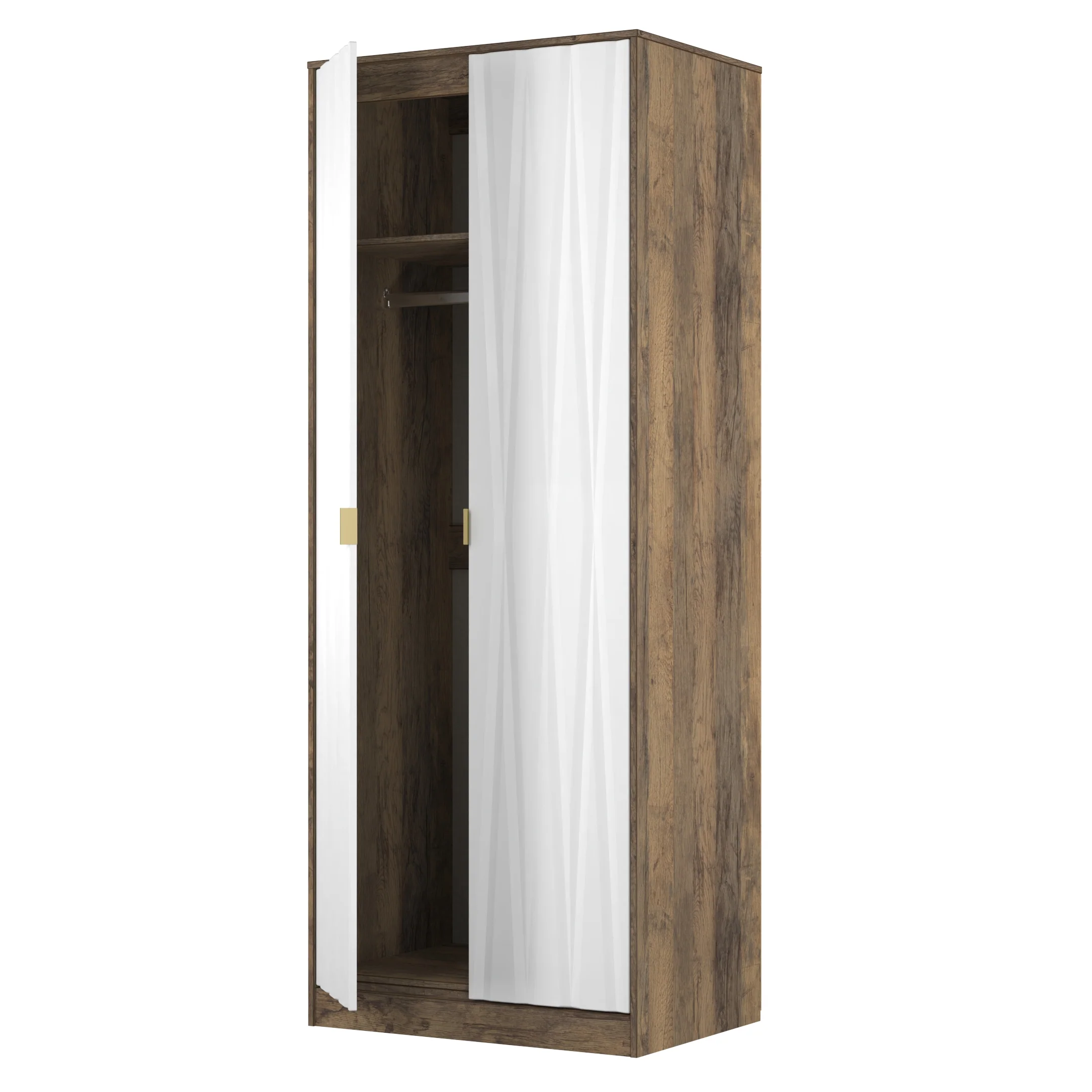 Ottawa Ready Assembled 2 Door Wardrobe in White Matt & Vintage Oak - Image 6