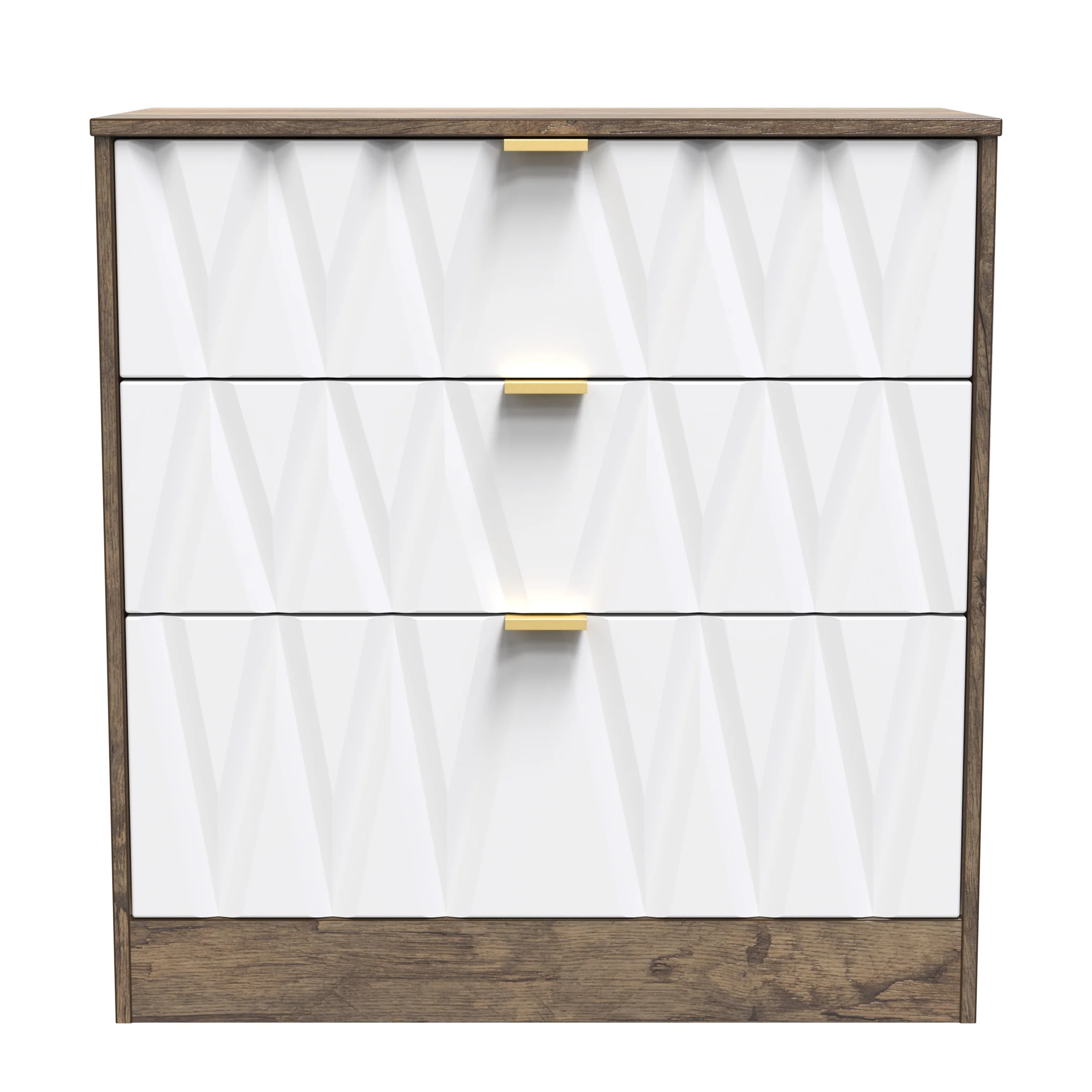 Ottawa Ready Assembled 3 Drawer Deep Chest in White Matt & Vintage Oak - Image 2