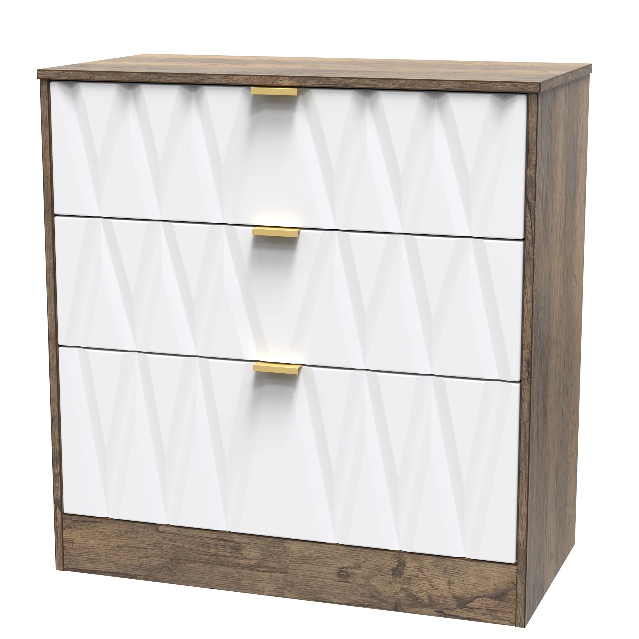 Ottawa Ready Assembled 3 Drawer Deep Chest in White Matt & Vintage Oak - Image 4