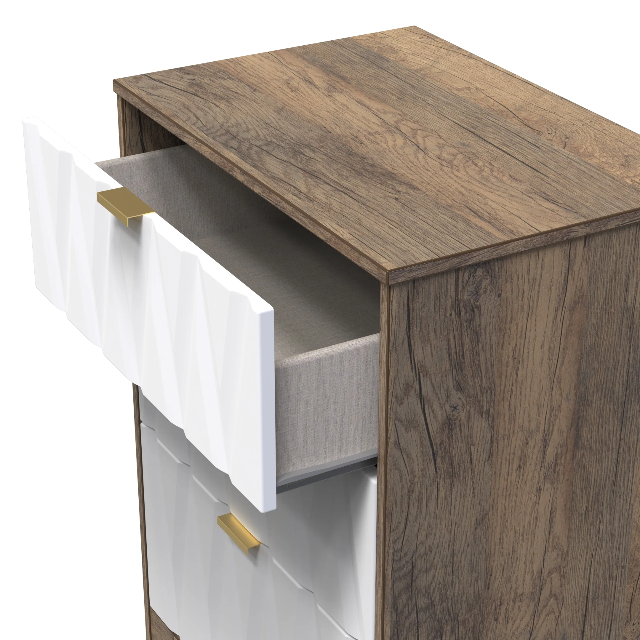 Ottawa Ready Assembled 3 Drawer Midi Deep Chest in White Matt & Vintage Oak - Image 5