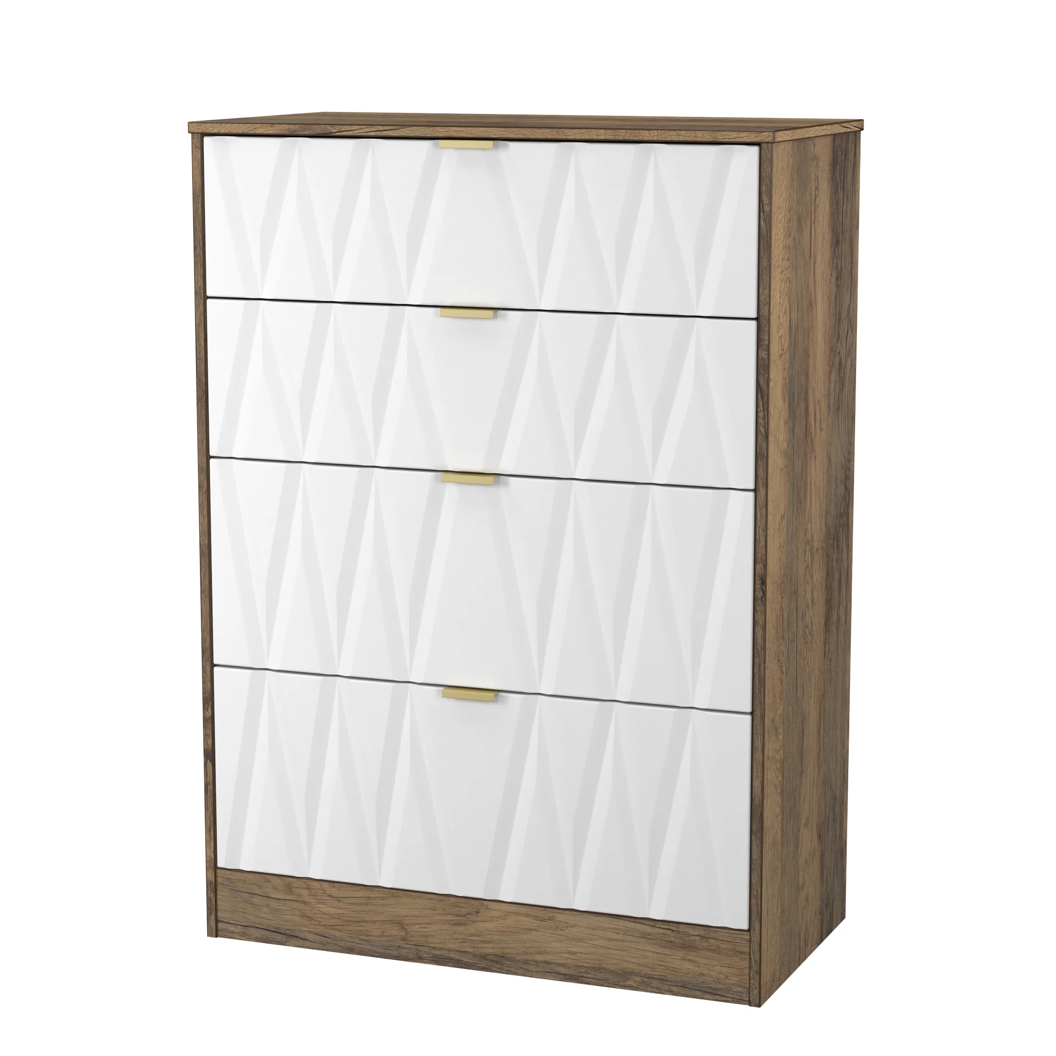Ottawa Ready Assembled 4 Drawer Deep Chest in White Matt & Vintage Oak - Image 4