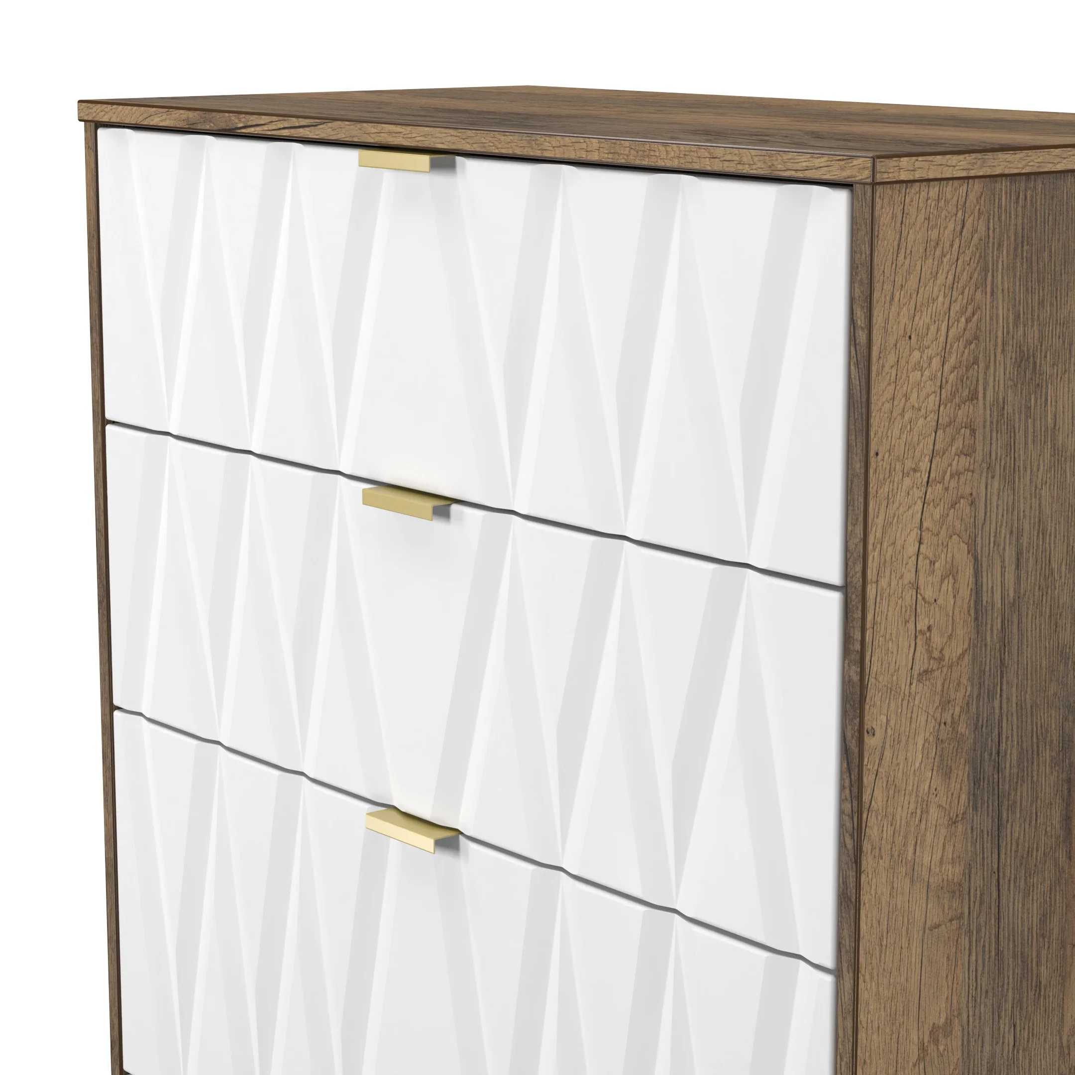 Ottawa Ready Assembled 4 Drawer Deep Chest in White Matt & Vintage Oak - Image 5