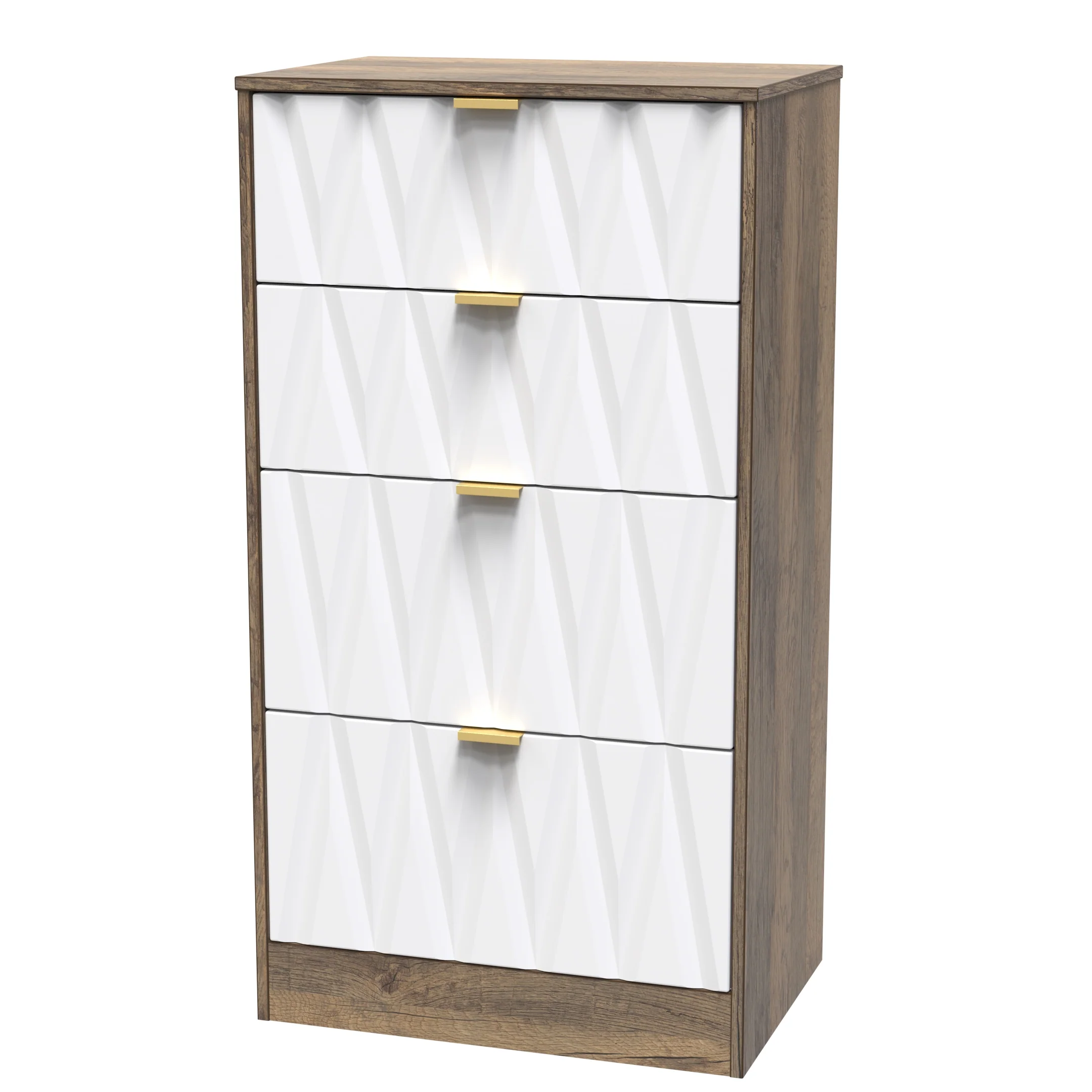 Ottawa Ready Assembled 4 Drawer Deep Midi Chest in White Matt & Vintage Oak - Image 3