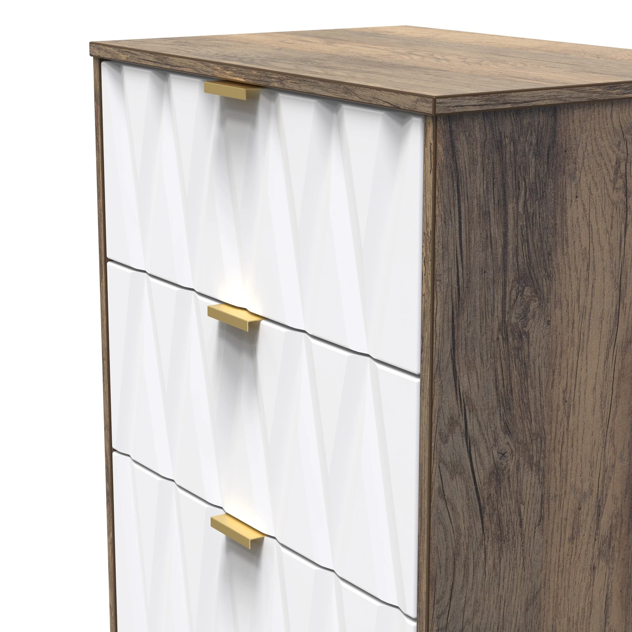 Ottawa Ready Assembled 4 Drawer Deep Midi Chest in White Matt & Vintage Oak - Image 4