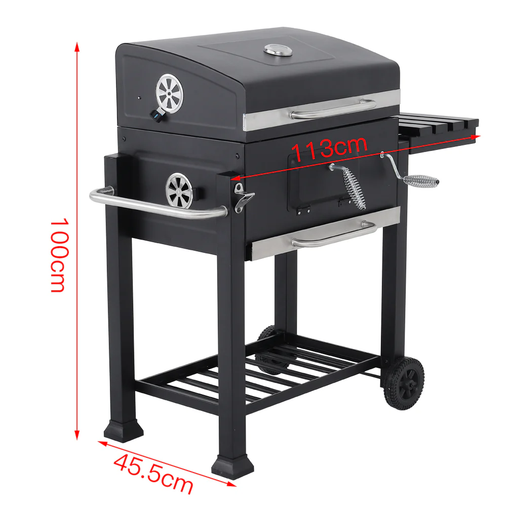 Outdoor Portable Charcoal BBQ Grill Barbecue Trolley - Image 9