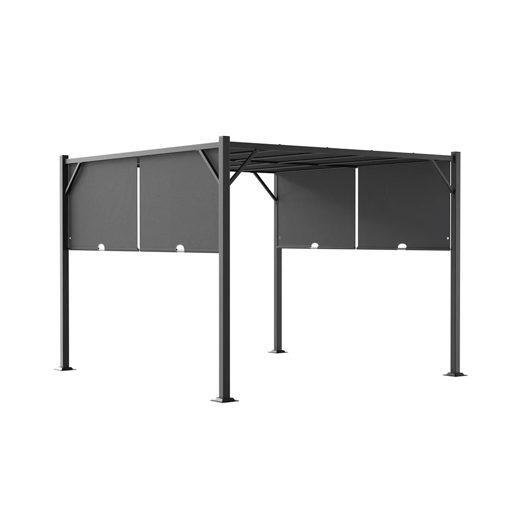 Outdoor Retractable Steel Pergola with Canopy