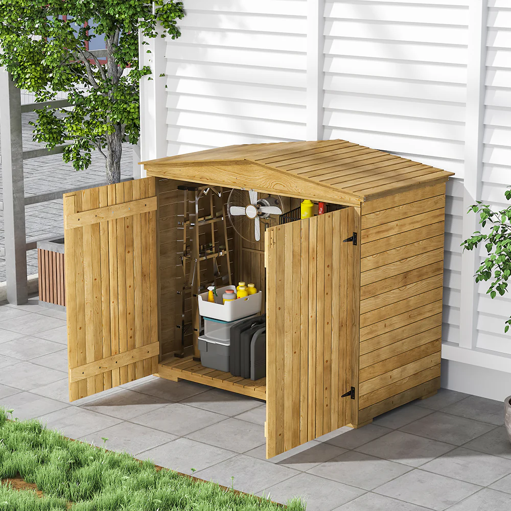 Outdoor Wooden Garden Storage Tool Shed Cabinet - Image 2