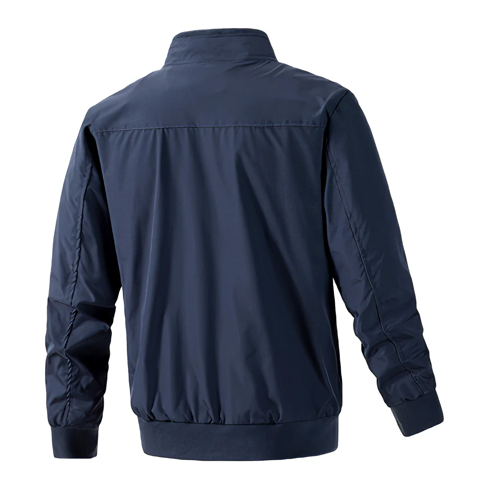 Outdoor Zip-up Windproof Lightweight Bomber Jacket Casual Varsity Outerwear - Navy - Image 4
