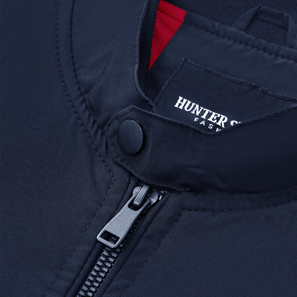 Outdoor Zip-up Windproof Lightweight Bomber Jacket Casual Varsity Outerwear - Navy - Image 7