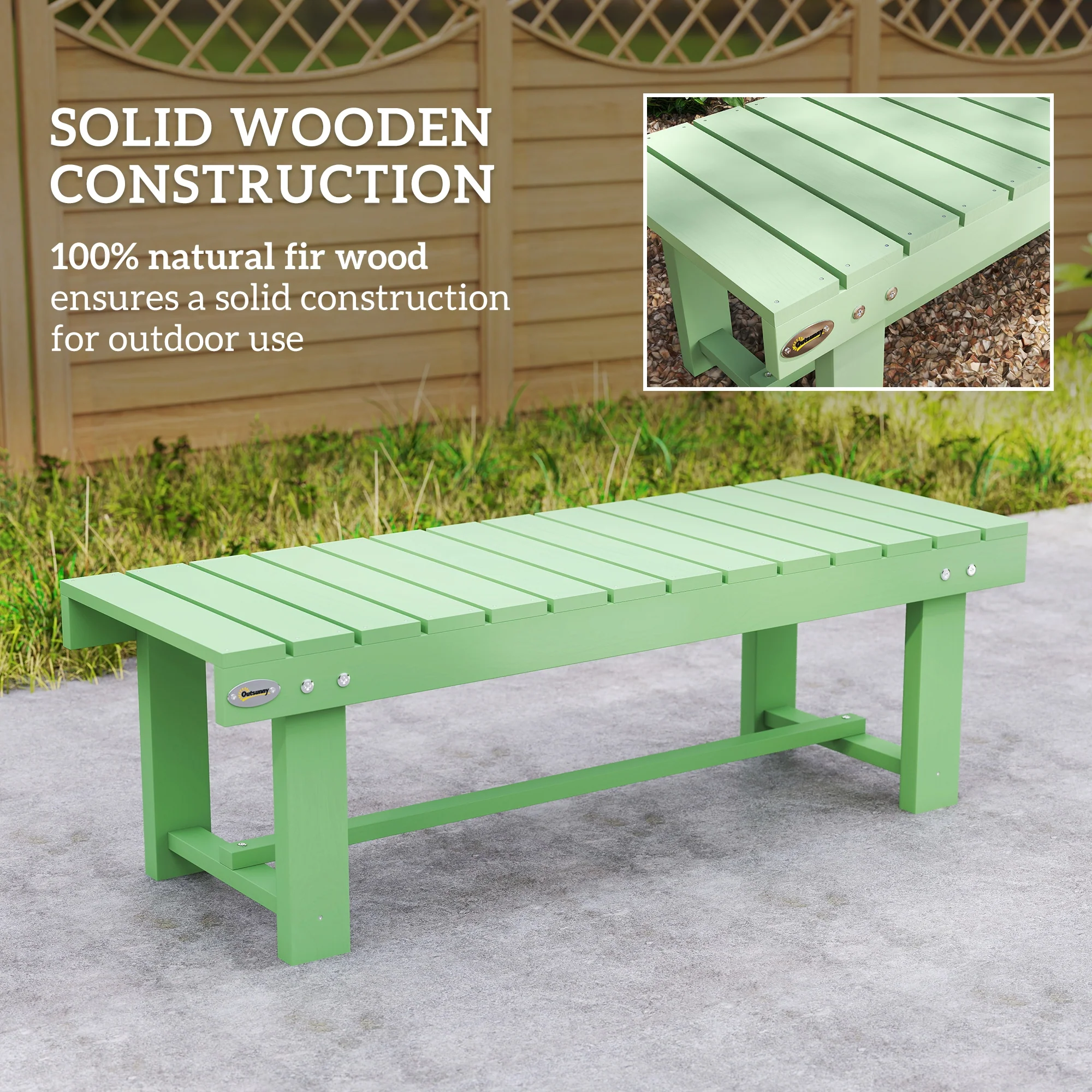 Outsunny 1.1M Outdoor Garden Bench Patio Loveseat Fir Wood 2 Person - Image 4