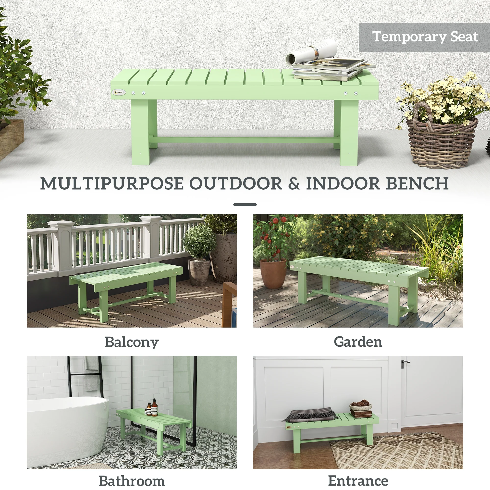 Outsunny 1.1M Outdoor Garden Bench Patio Loveseat Fir Wood 2 Person - Image 7