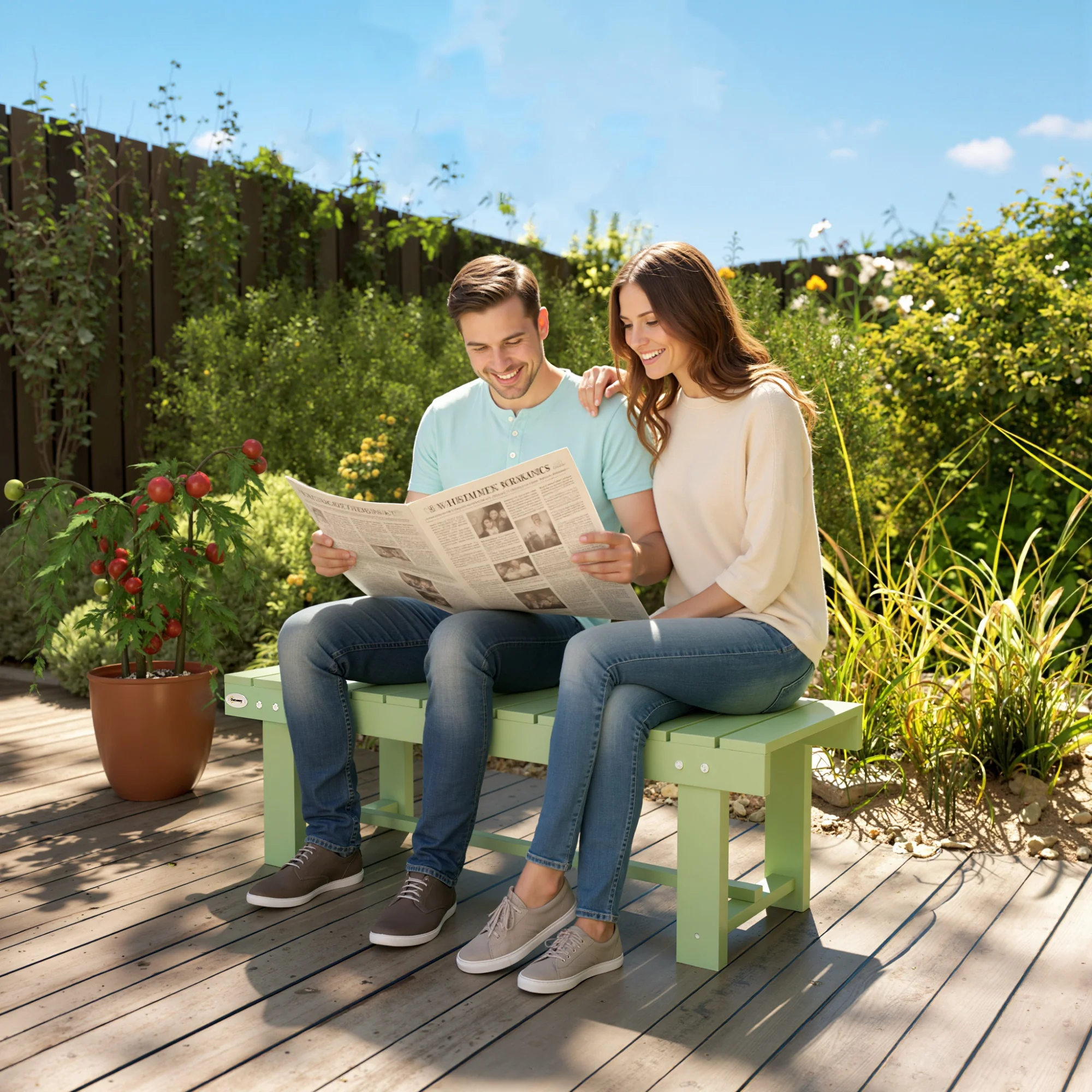 Outsunny 1.1M Outdoor Garden Bench Patio Loveseat Fir Wood 2 Person - Image 9