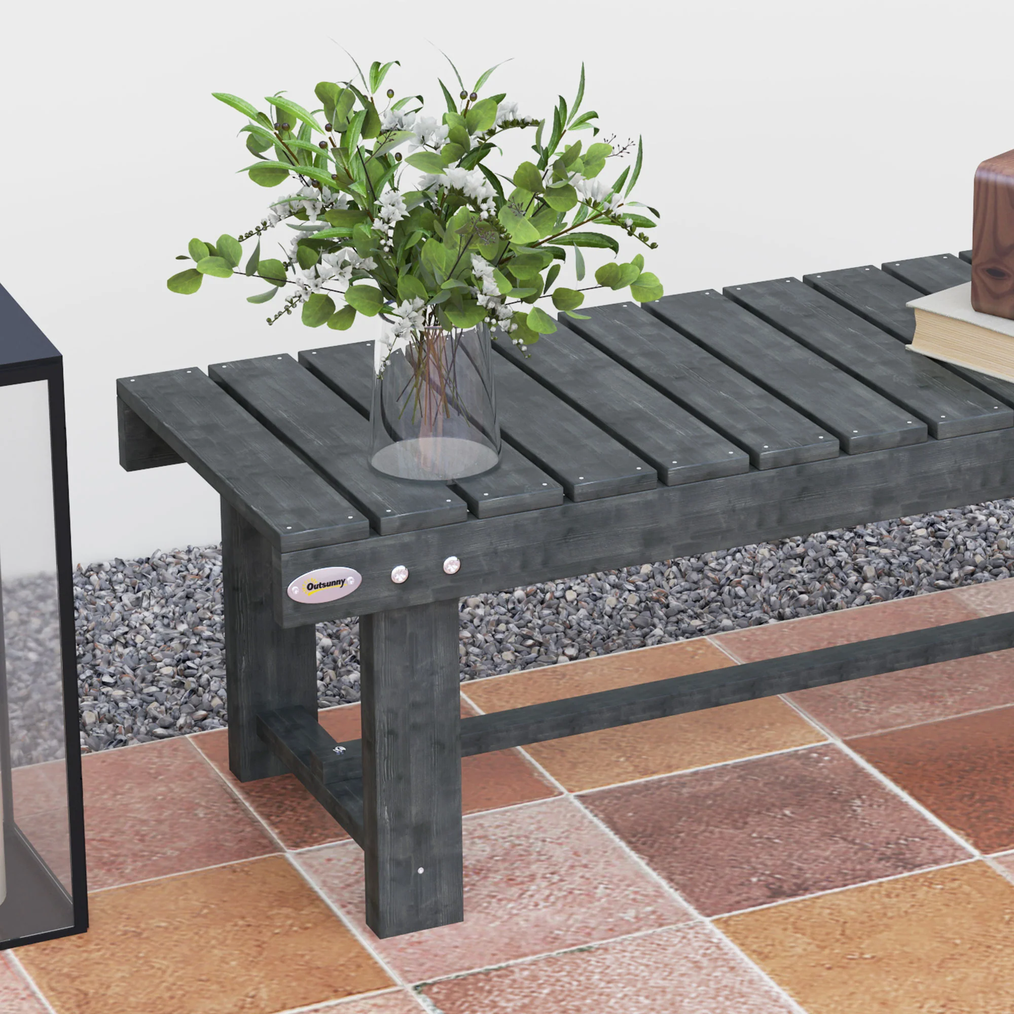 Outsunny 1.1M Outdoor Garden Bench Patio Loveseat Fir Wood 2 Person - Image 8