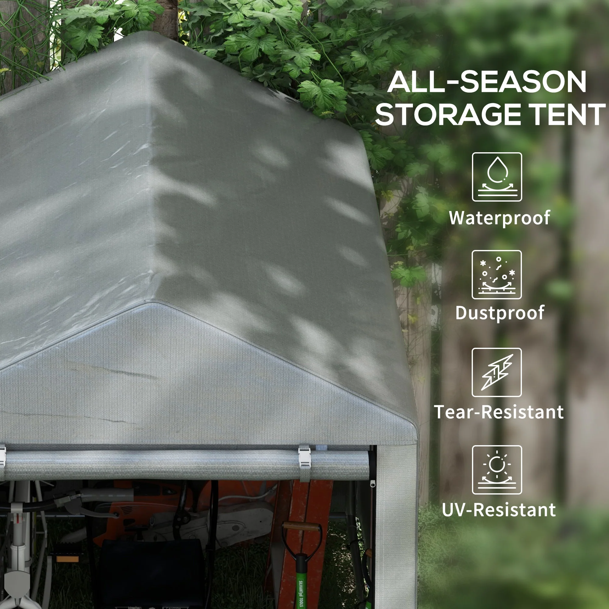 Outsunny 1.2 x 1.8m Portable Garden Shed for Motorbikes, Garden Tools, Bikes - Image 3