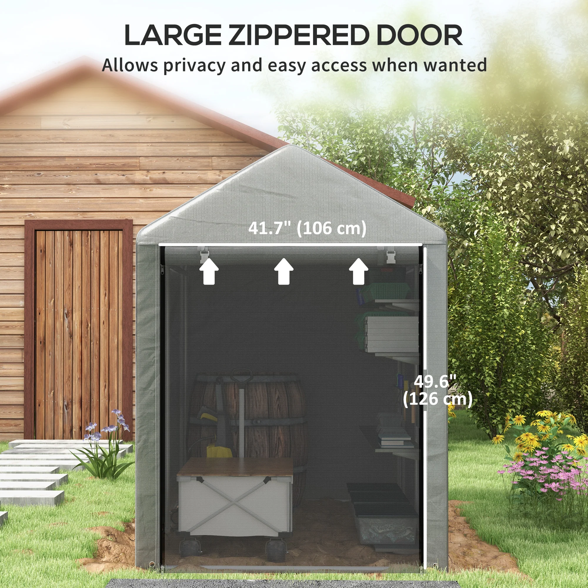 Outsunny 1.2 x 1.8m Portable Garden Shed for Motorbikes, Garden Tools, Bikes - Image 6