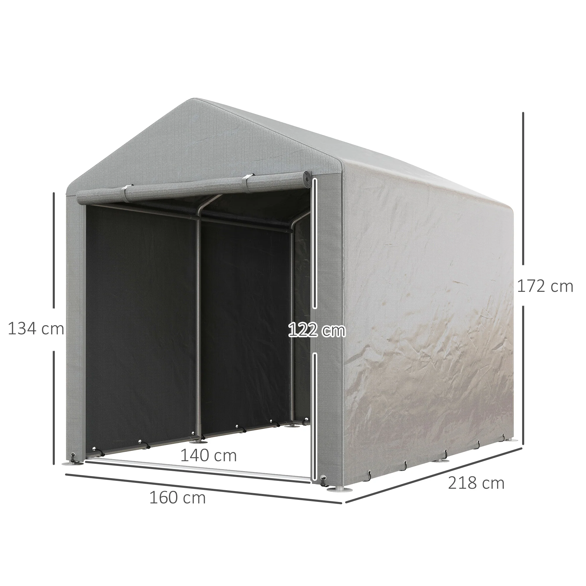 Outsunny 1.6 x 2.2m Garden Storage Shed Portable Shed Tent, Light Grey - Image 5