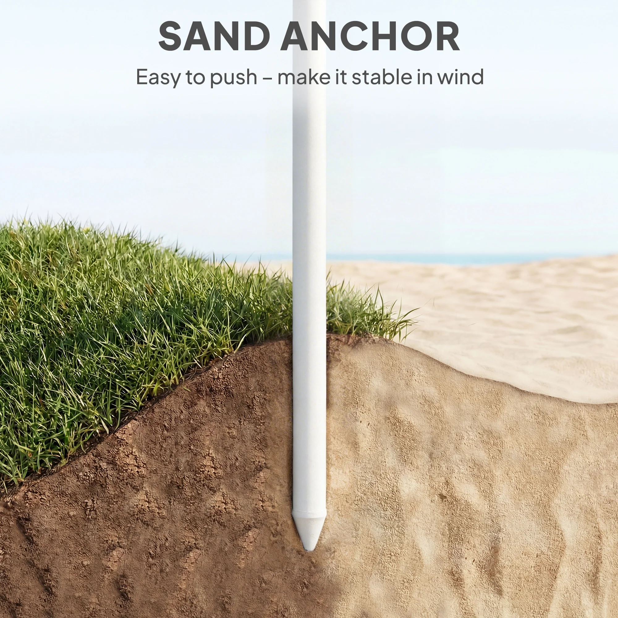 Outsunny 1.8 m Beach Umbrella Parasol with Sand Anchor, 30 Tilt, Green - Image 7