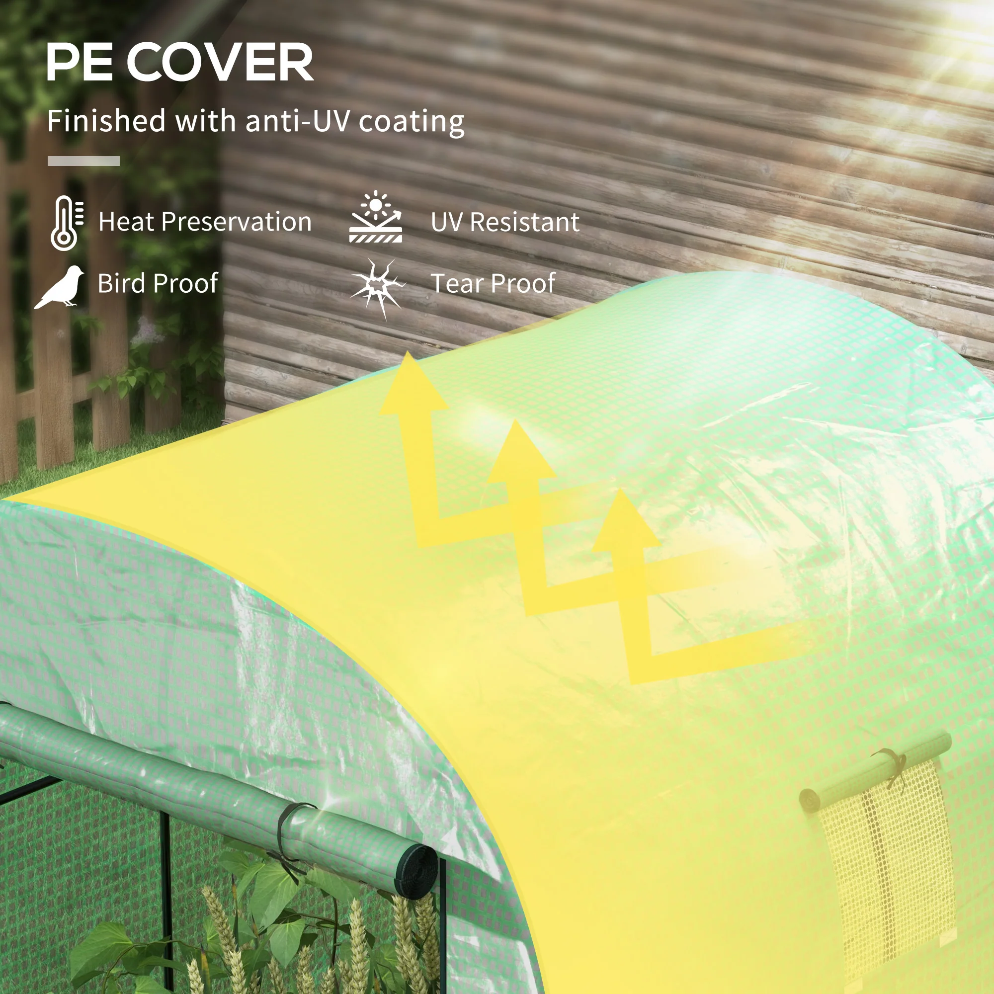 Outsunny 1.8 x 1.8 x 2m Polytunnel Greenhouse with Doors and Mesh Windows - Image 3