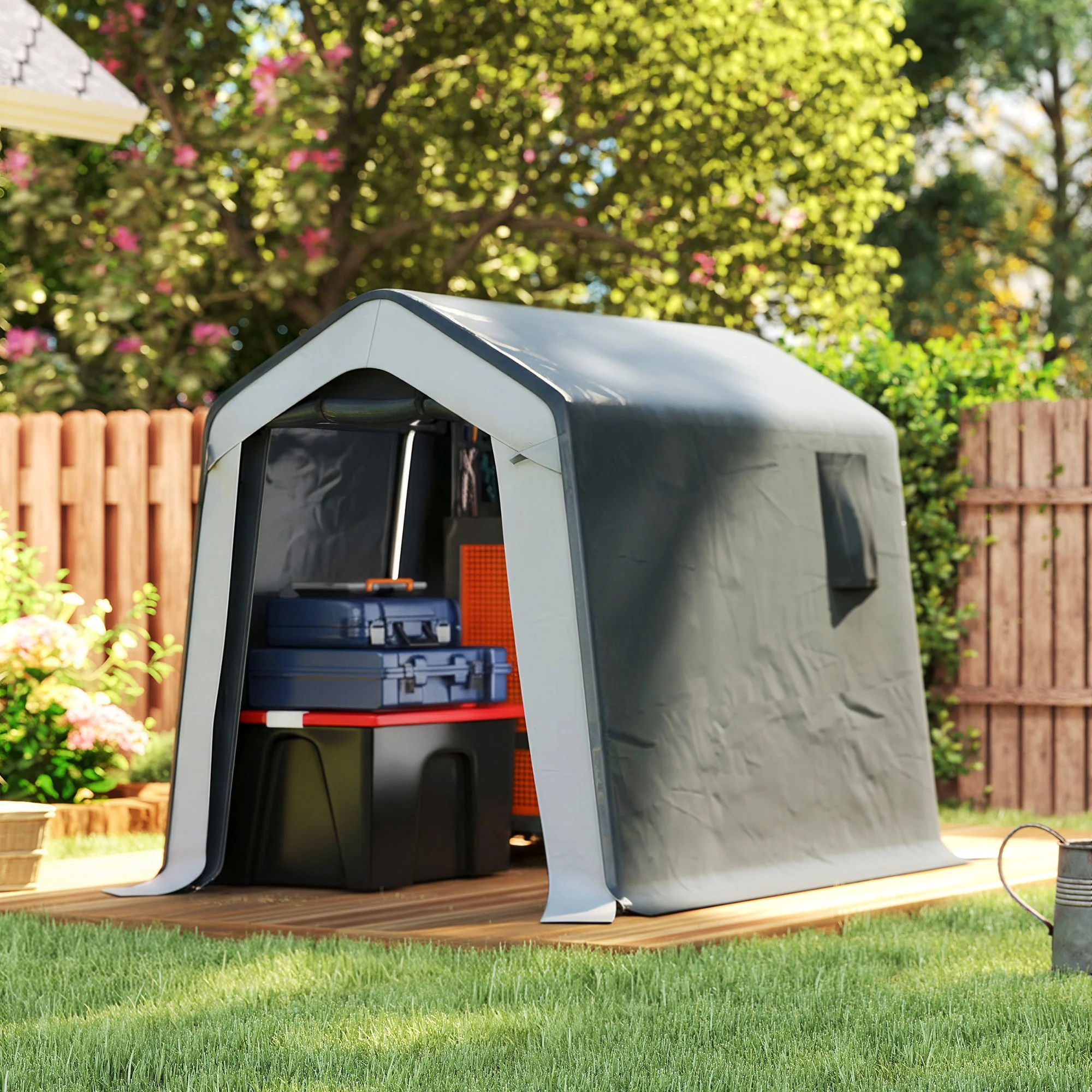 Outsunny  1.8 x 2.4m Portable Storage Shed Heavy Duty Motorbike Shed - Image 2