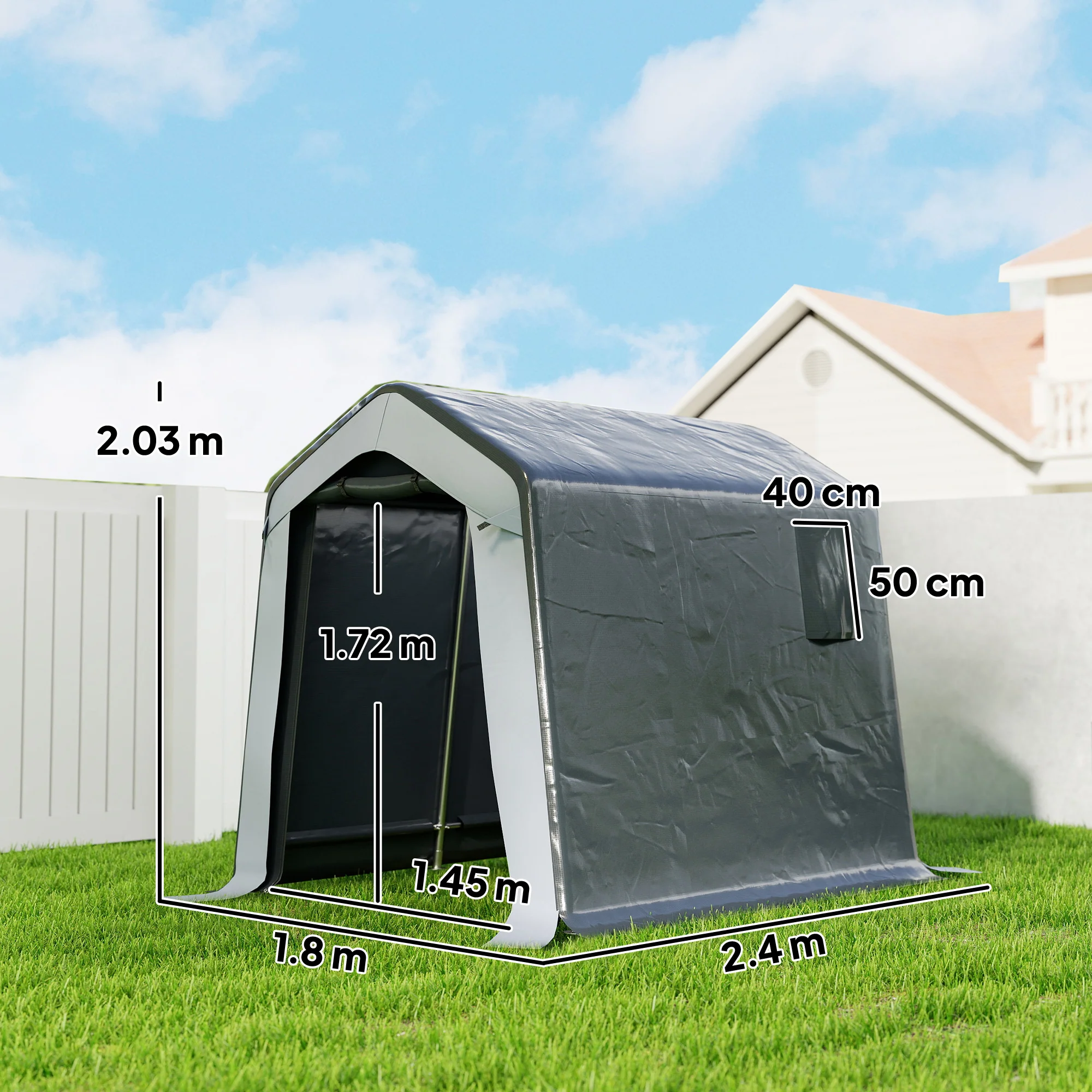 Outsunny  1.8 x 2.4m Portable Storage Shed Heavy Duty Motorbike Shed - Image 3
