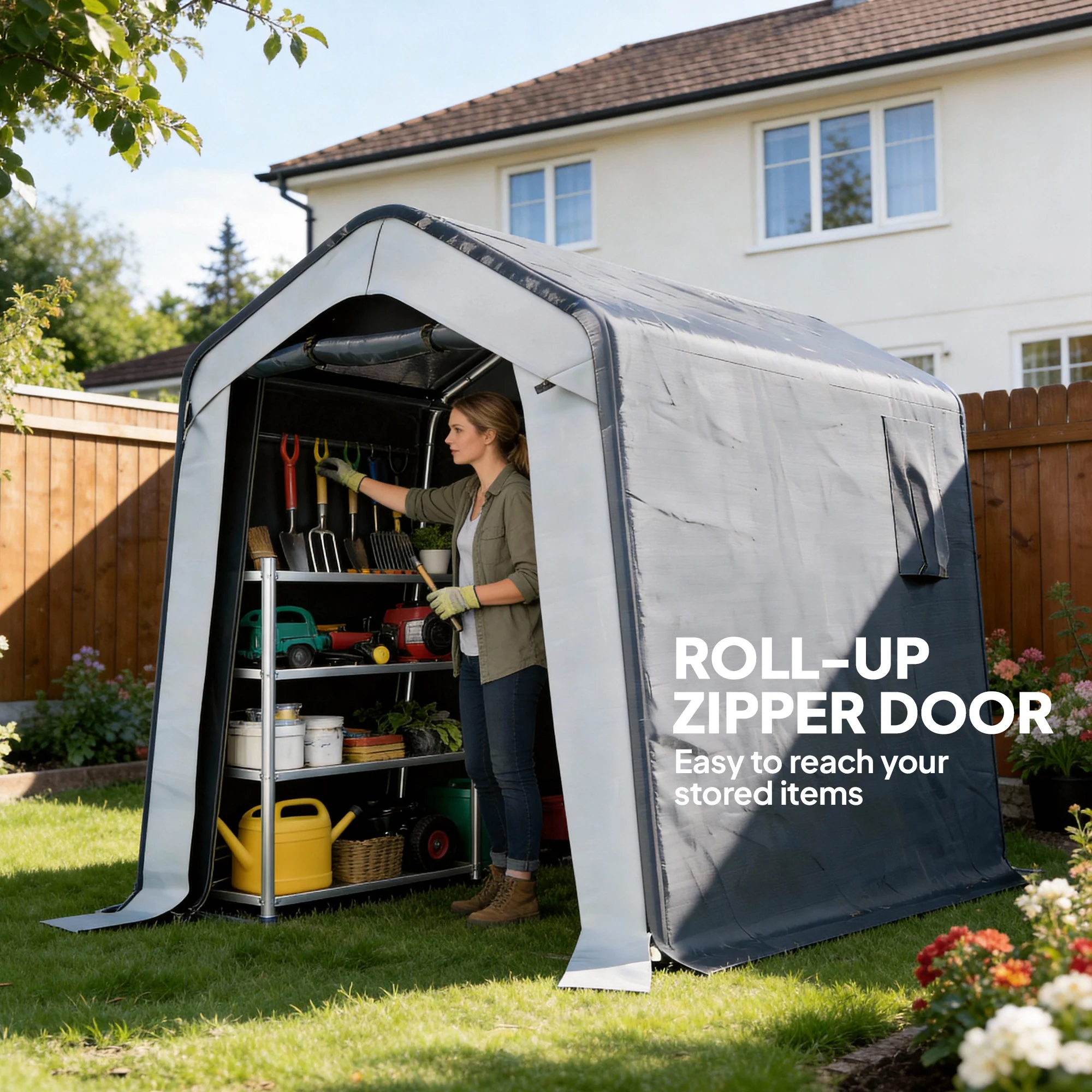 Outsunny  1.8 x 2.4m Portable Storage Shed Heavy Duty Motorbike Shed - Image 6