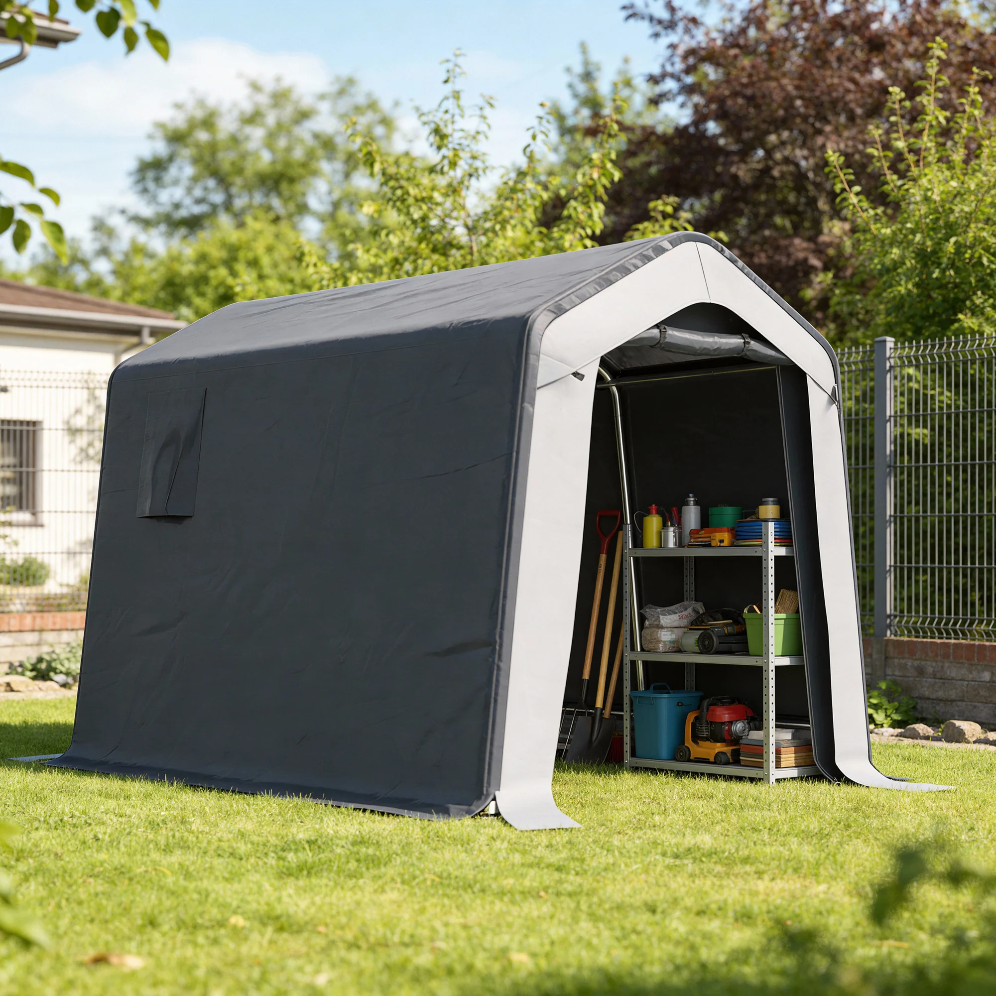 Outsunny  1.8 x 2.4m Portable Storage Shed Heavy Duty Motorbike Shed - Image 9