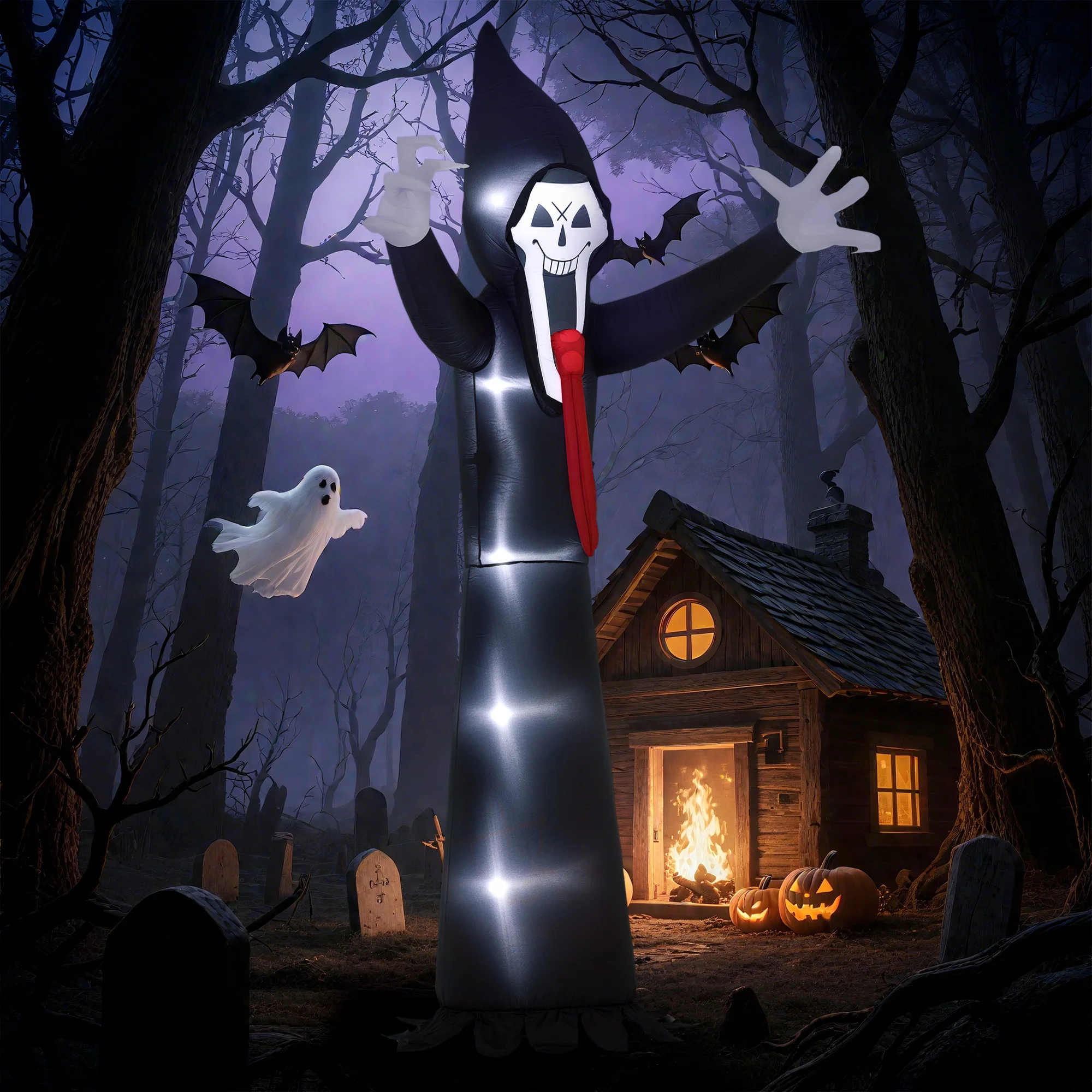 Outsunny 10 FT Grim Reaper Halloween Inflatable for Indoor, Outdoor Party - Image 2