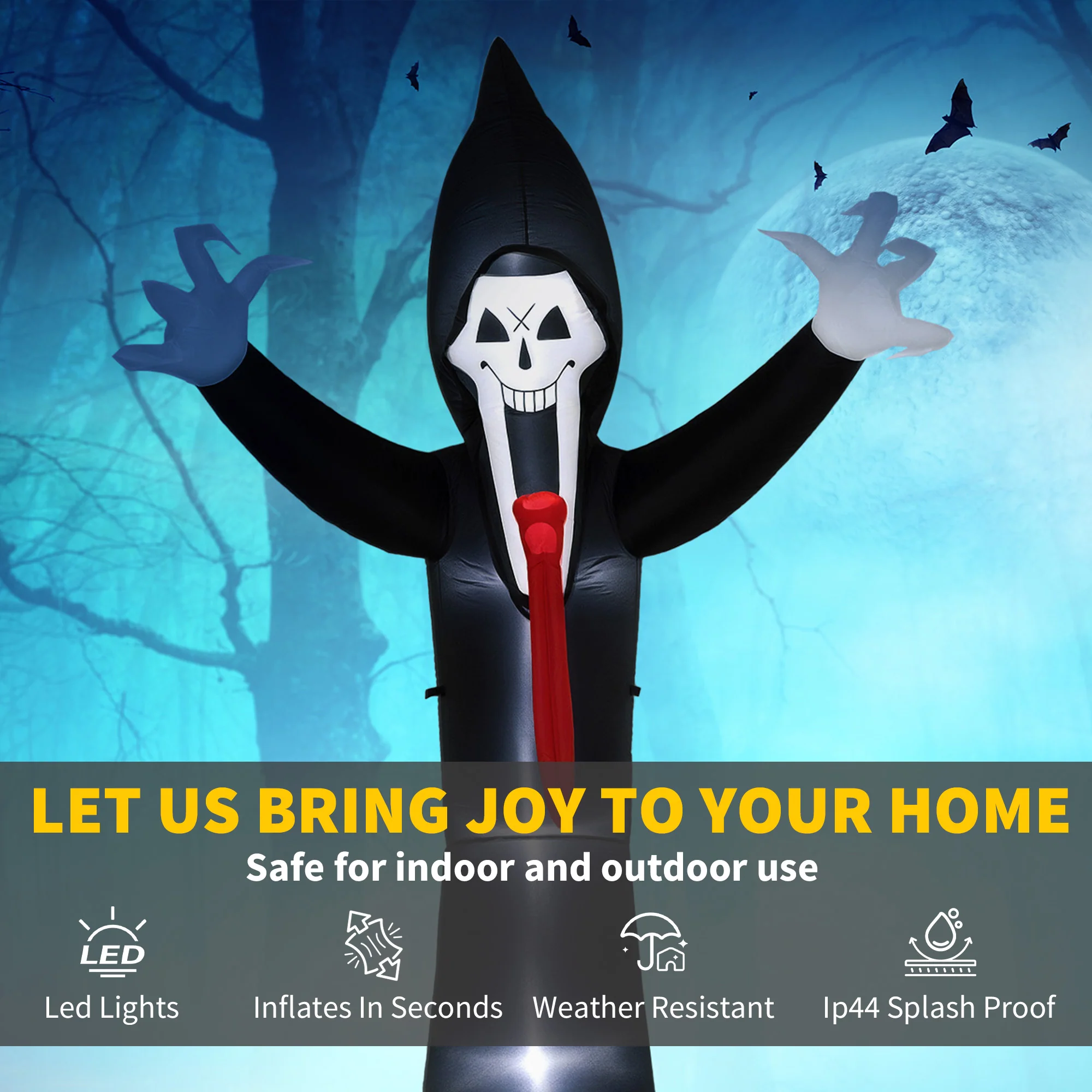 Outsunny 10 FT Grim Reaper Halloween Inflatable for Indoor, Outdoor Party - Image 4