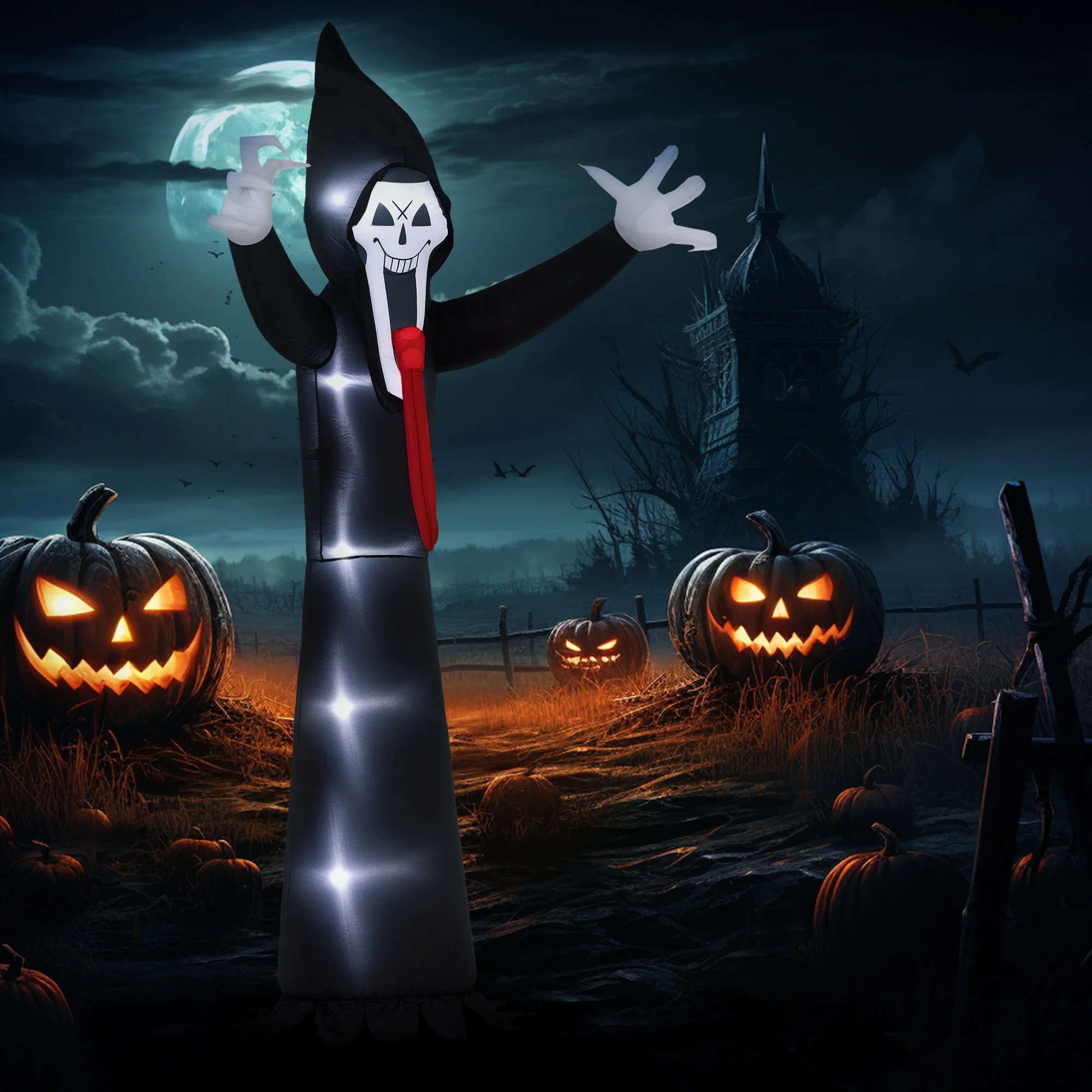 Outsunny 10 FT Grim Reaper Halloween Inflatable for Indoor, Outdoor Party - Image 6
