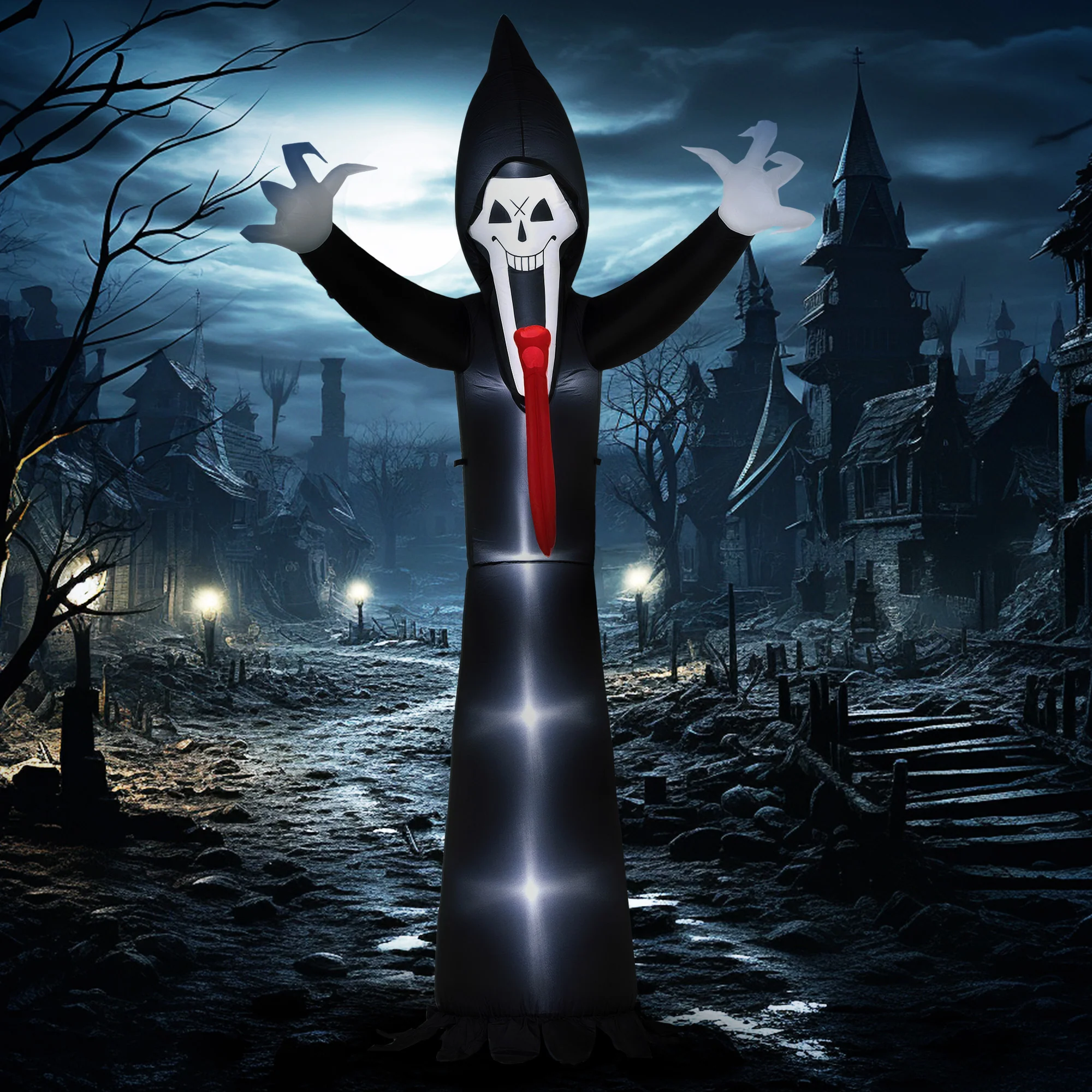 Outsunny 10 FT Grim Reaper Halloween Inflatable for Indoor, Outdoor Party - Image 8
