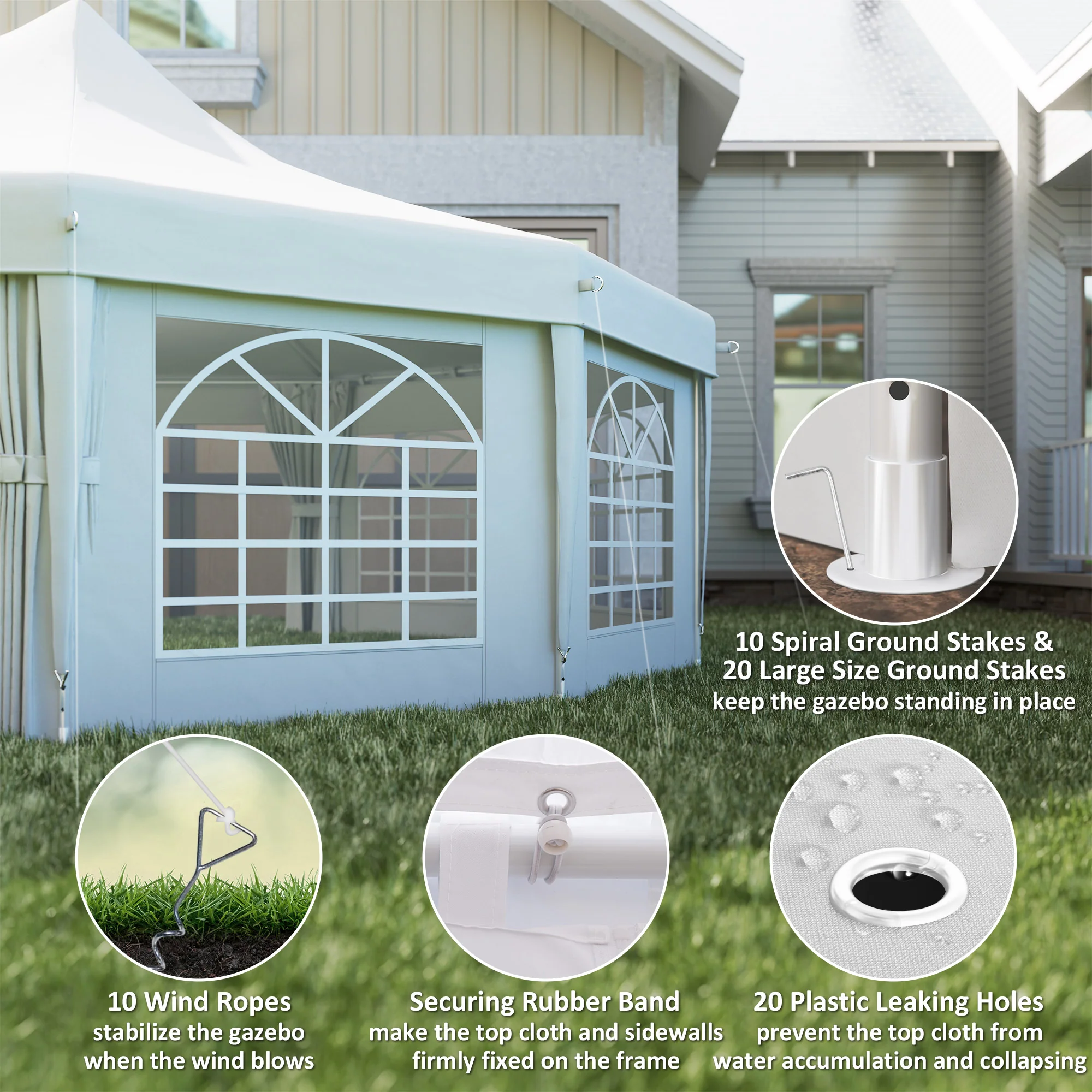Outsunny 10 Sides Heavy Duty Tent Gazebo Outdoor Party Wedding Event Marquee - Image 3
