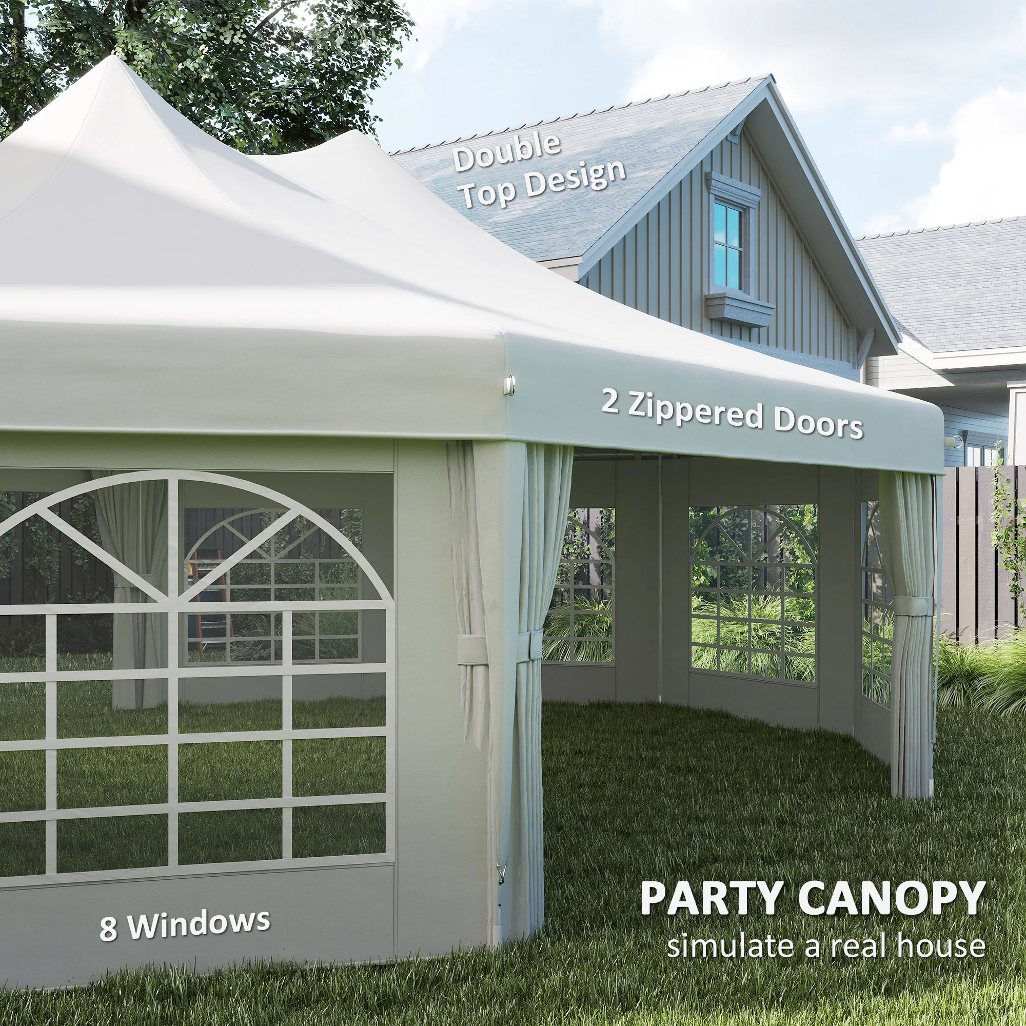 Outsunny 10 Sides Heavy Duty Tent Gazebo Outdoor Party Wedding Event Marquee - Image 4