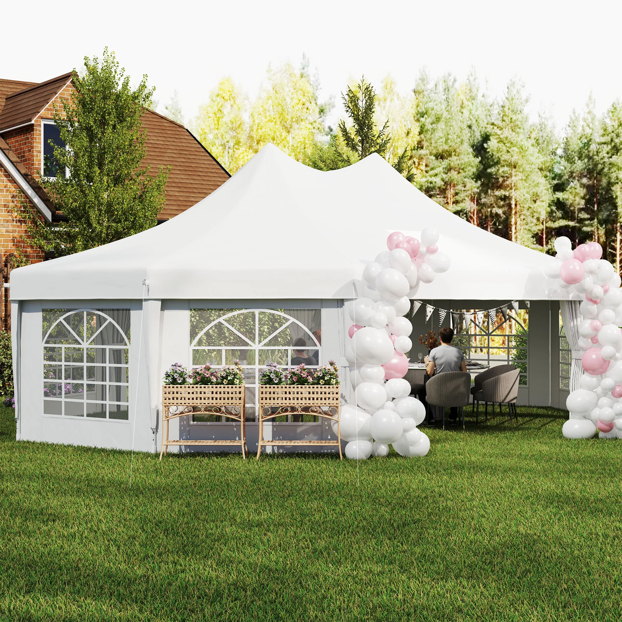 Outsunny 10 Sides Heavy Duty Tent Gazebo Outdoor Party Wedding Event Marquee - Image 9