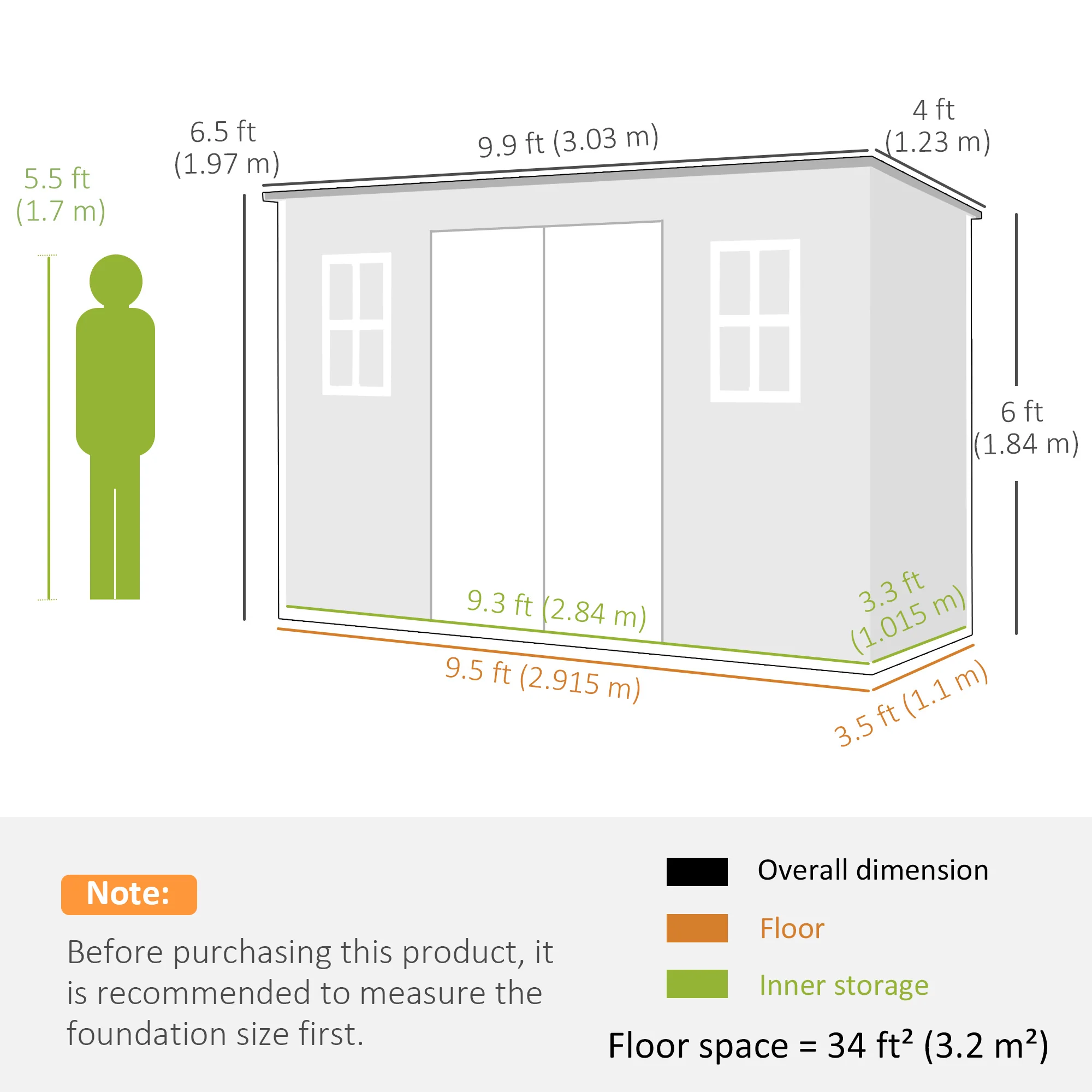Outsunny 10 X 4 Ft Plastic Garden Shed With Floor, Lockable Doors, Grey - Image 3